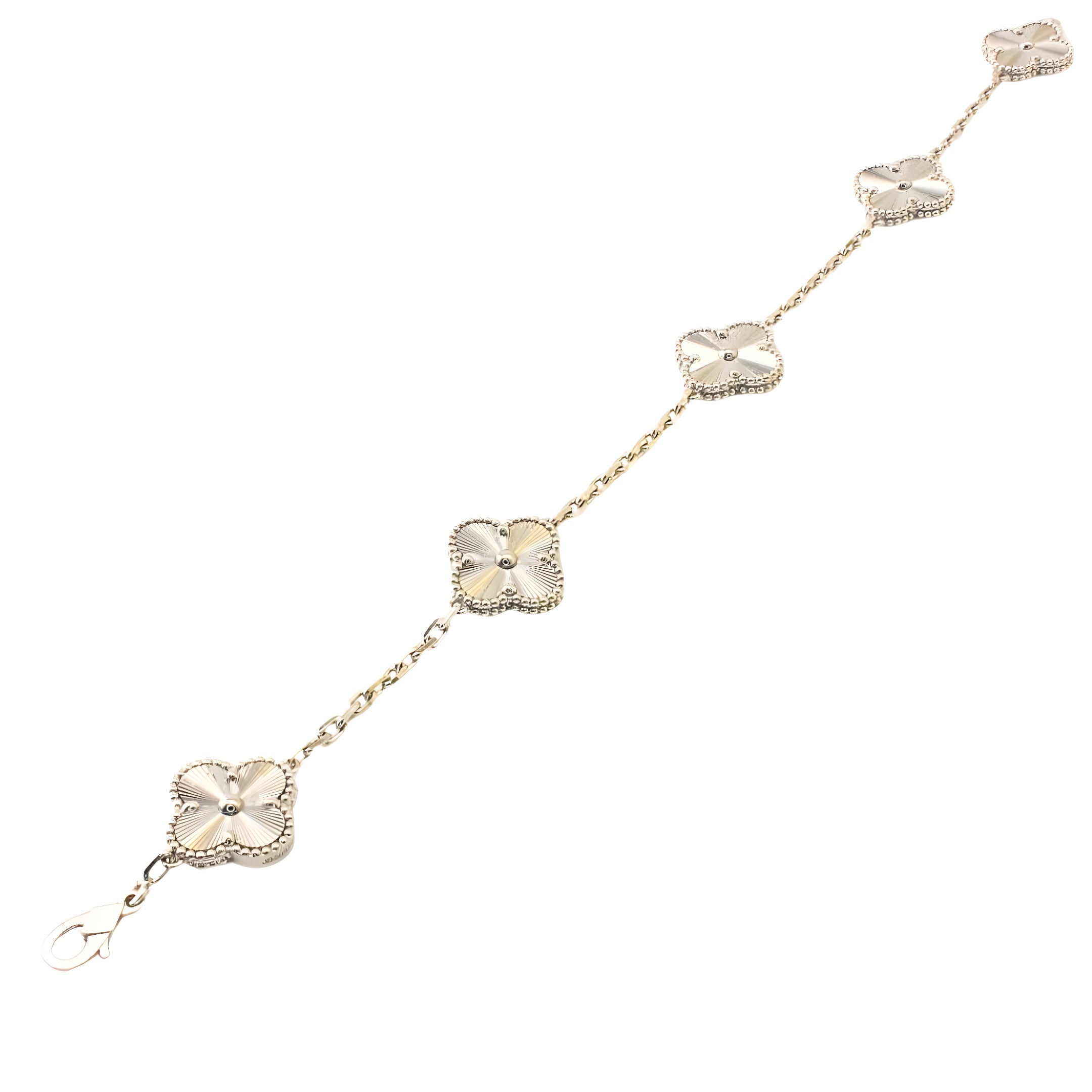 Van Cleef & Arpels Bracelet Alhambra Vintage 5 Motifs Or Blanc 18 Carats