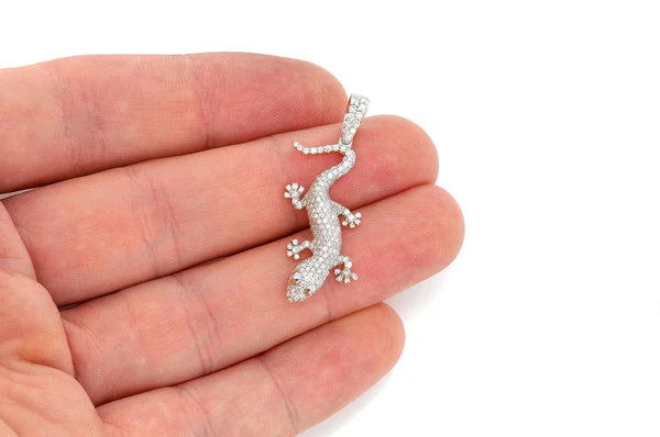 Pendentif diamant lézard 1,00 ct en or massif 14 carats