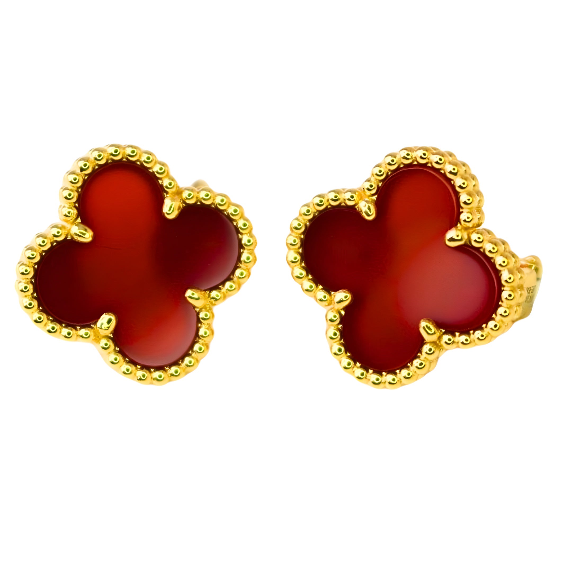 Van Cleef & Arpels Boucles d'oreilles Vintage Alhambra Cornaline Or jaune 18 carats