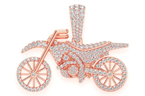 1.75ct Diamond Dirt Bike Pendant 18K Solid Gold