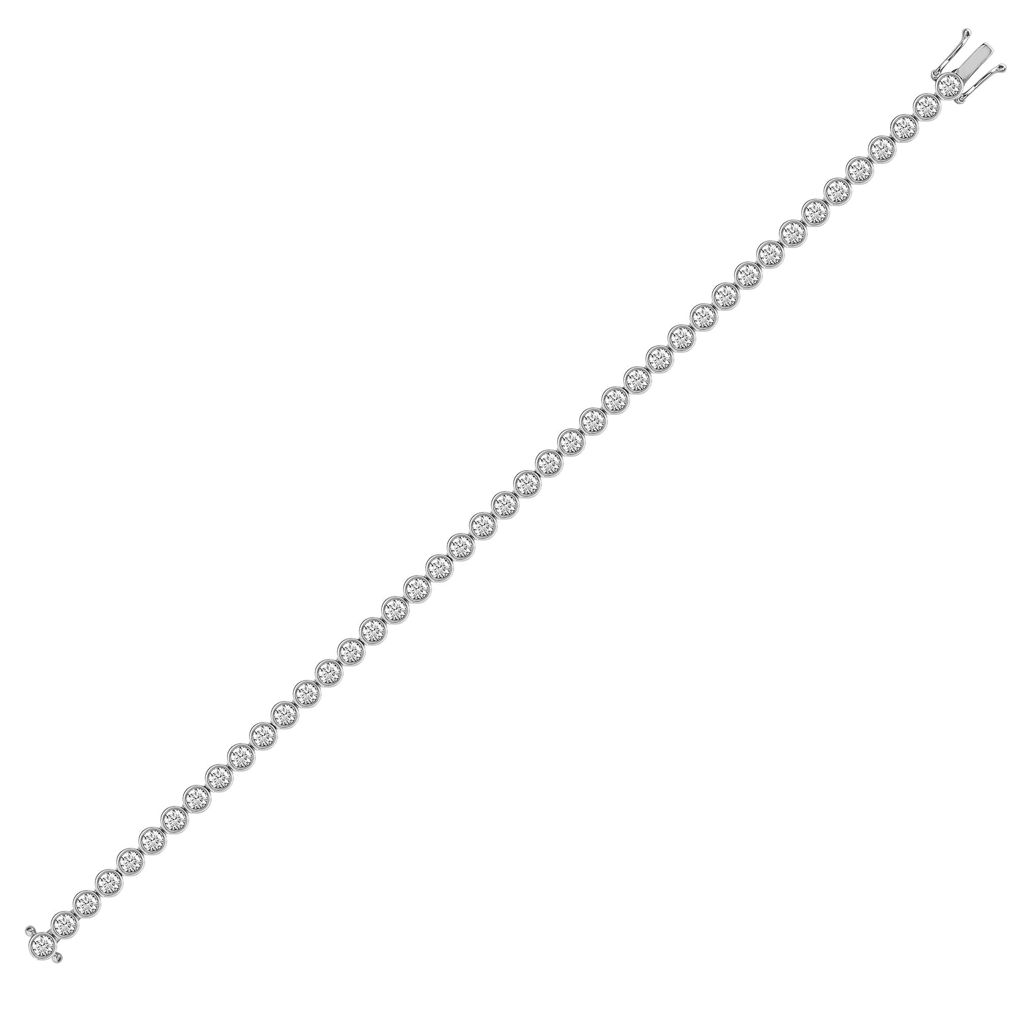 18ct White Gold 3.00ct Rub-over Natural Diamond Line Bracelet