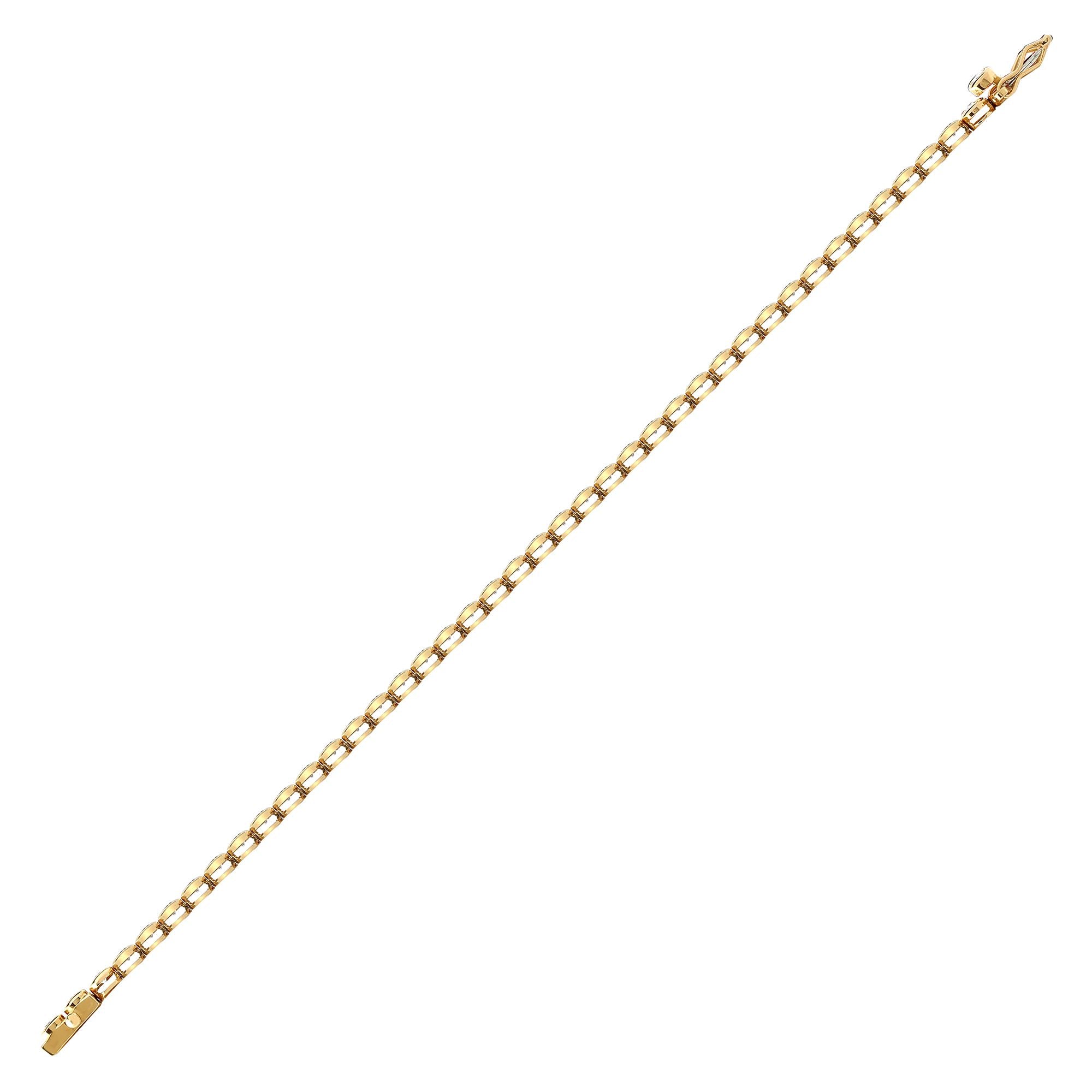 18ct Yellow Gold 1.00ct Rub-over Natural Diamond Line Bracelet