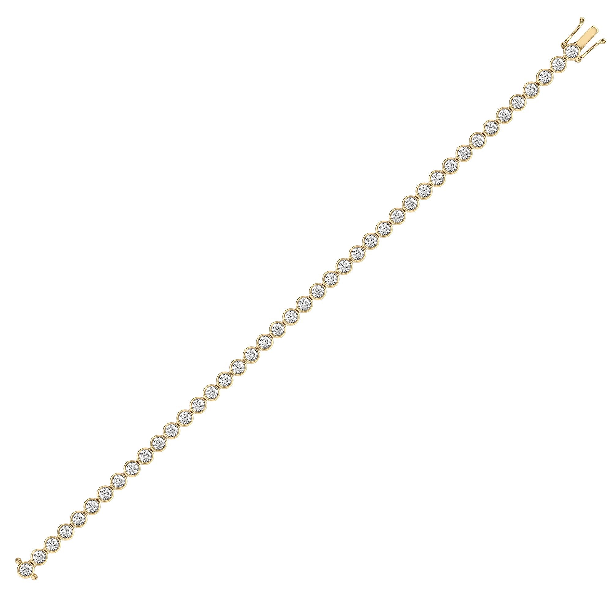 18ct Yellow Gold 2.00ct Rub-over Natural Diamond Line Bracelet