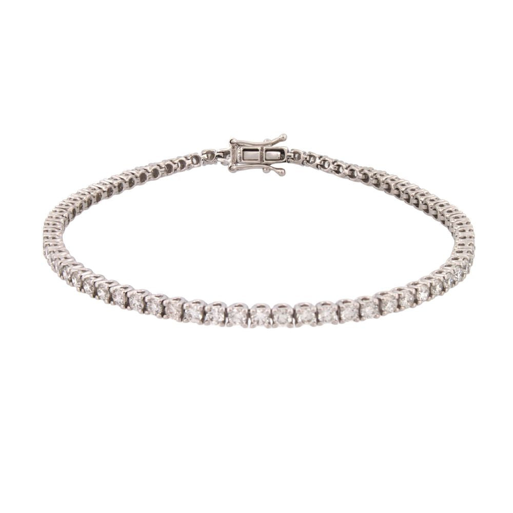18ct White Gold 3.00ct Claw Set Natural Diamond Line Bracelet