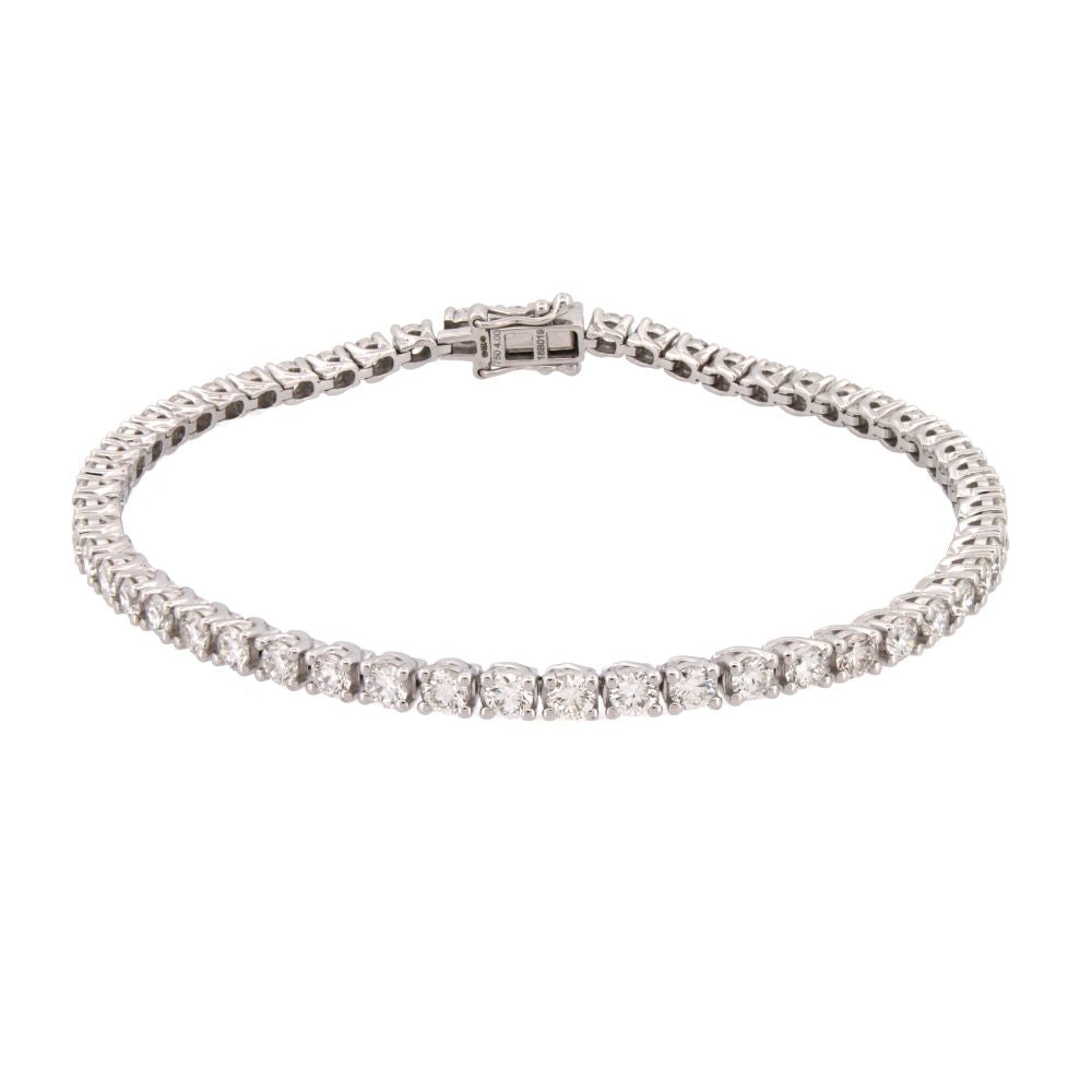 18ct White Gold 4.00ct Claw Set Natural Diamond Line Bracelet