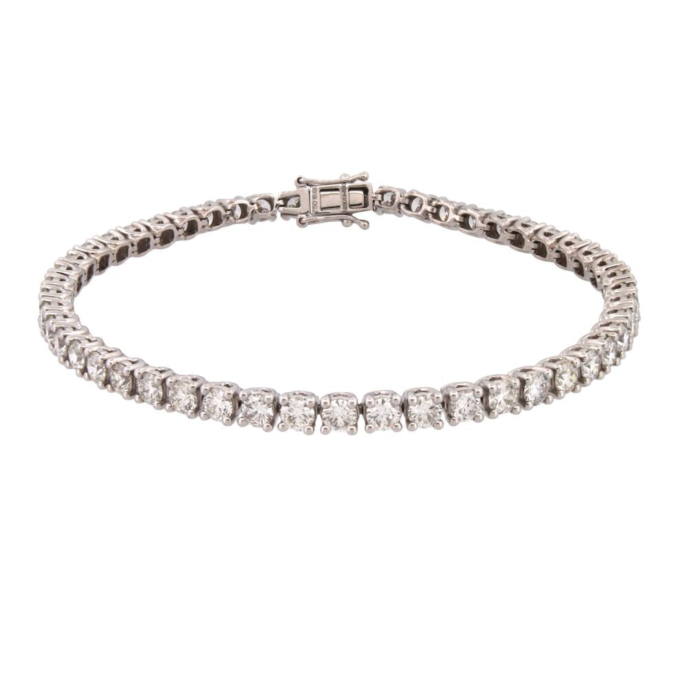 18ct White Gold 6.00ct Claw Set Natural Diamond Line Bracelet