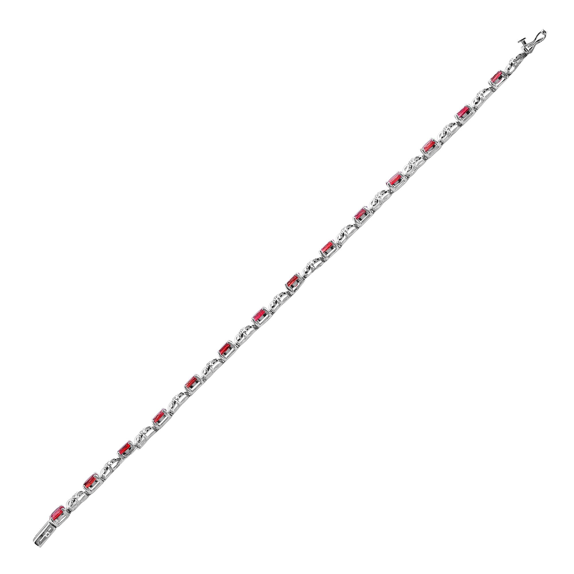 18ct White Gold Natural Diamond And Ruby Bracelet