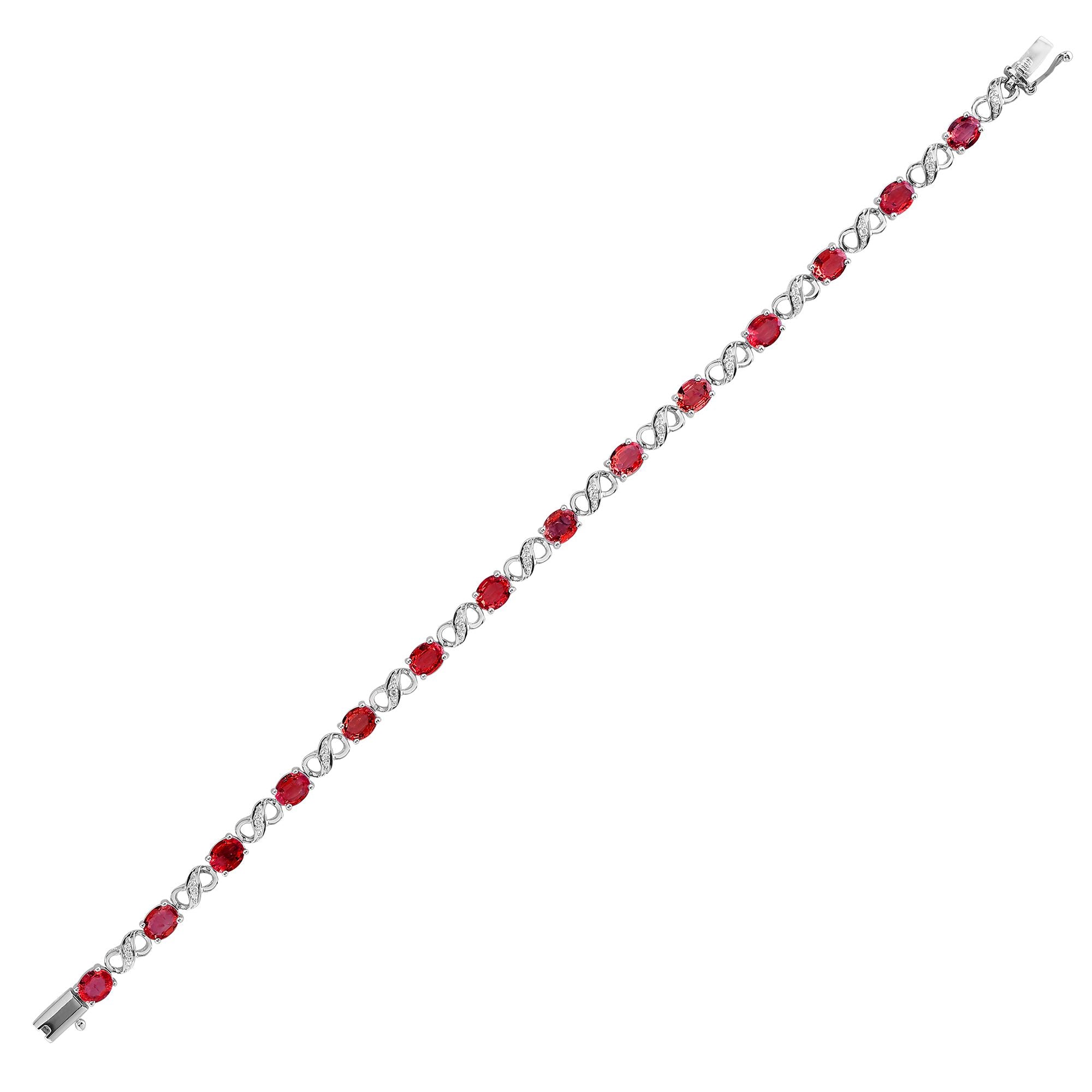 18ct White Gold Natural Diamond And Ruby Bracelet