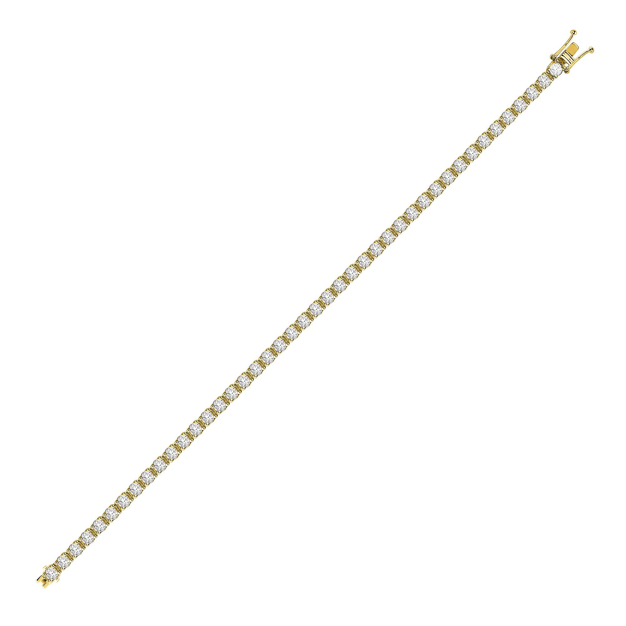18ct Yellow Gold 4.00ct Claw Set Natural Diamond Line Bracelet