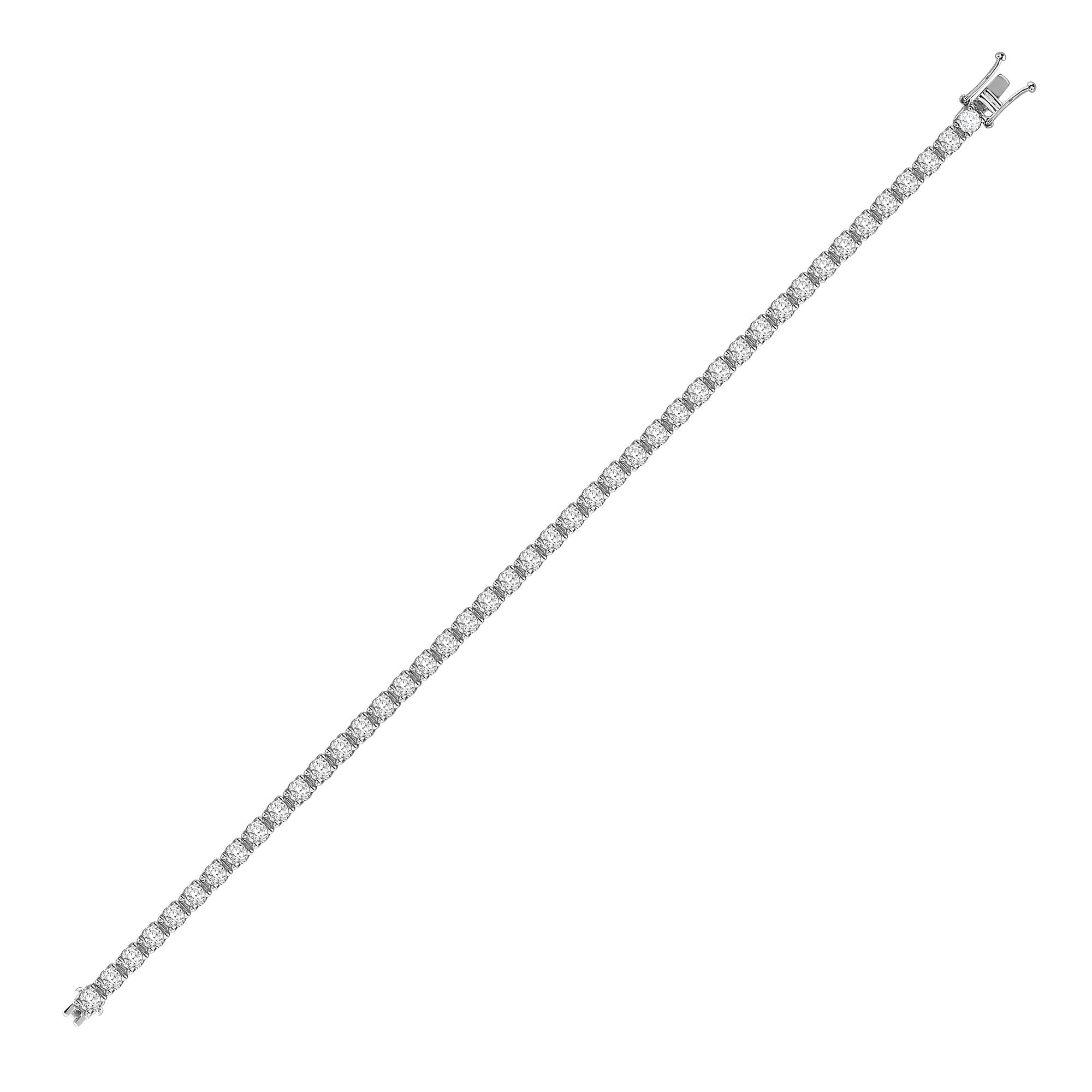 18ct White Gold 3.00ct Claw Set Natural Diamond Line Bracelet - H Si3