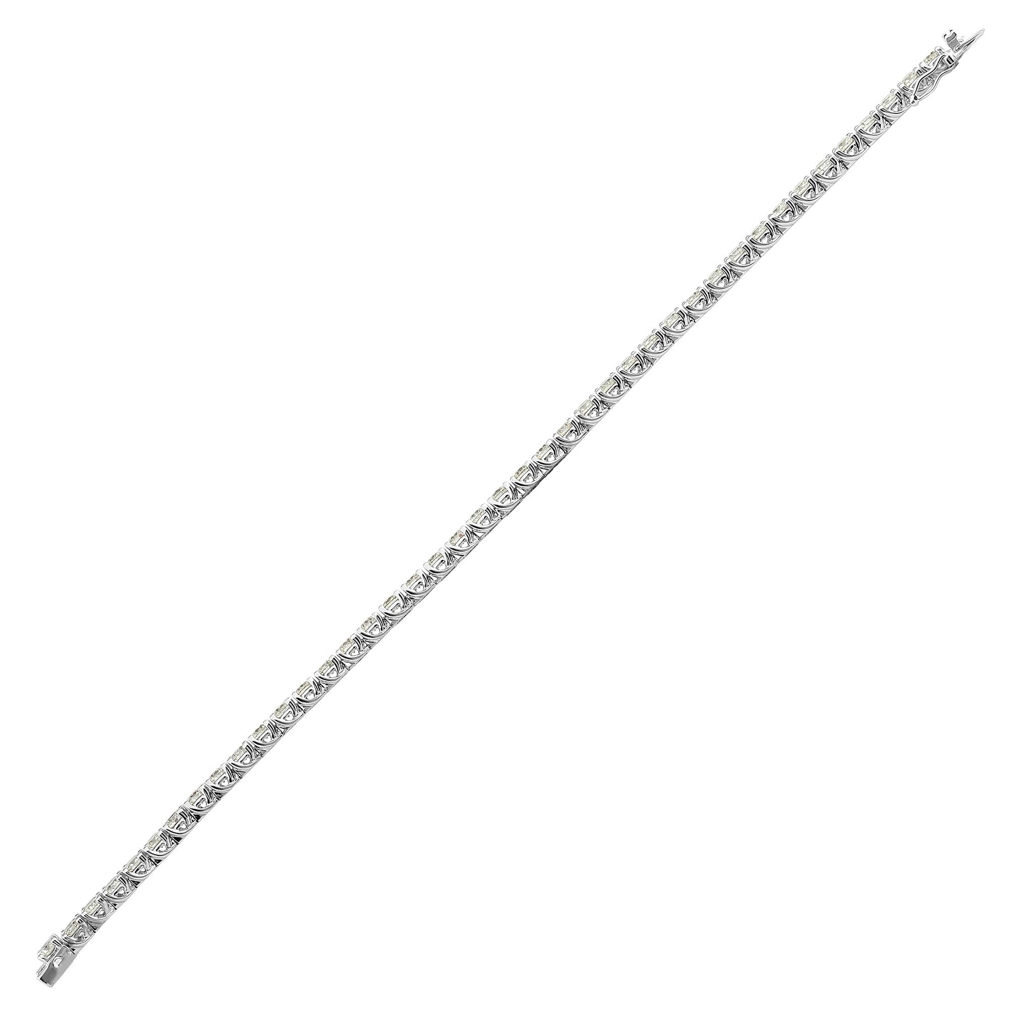 18ct White Gold 8.00ct Claw Set Natural Diamond Line Bracelet - H Si3