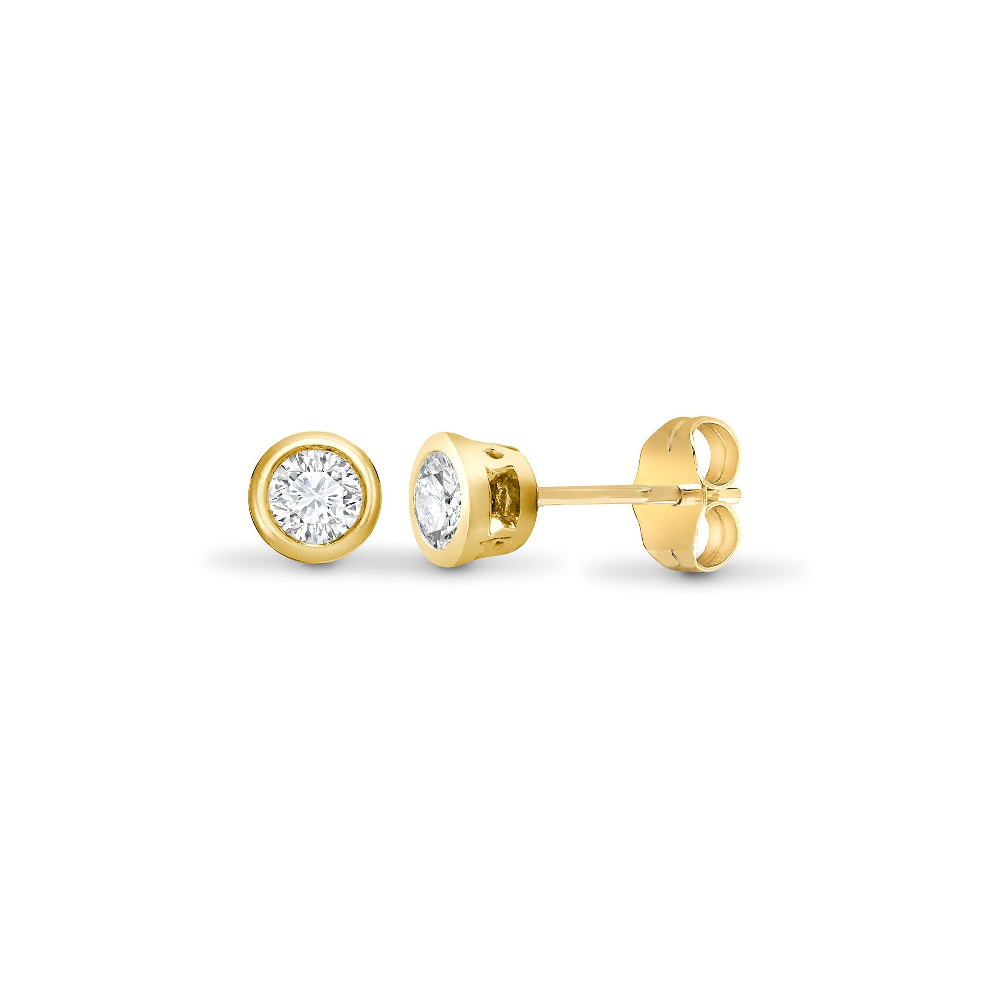 18E009-035 | 18ct Yellow Gold 35pts Rub over Earrings