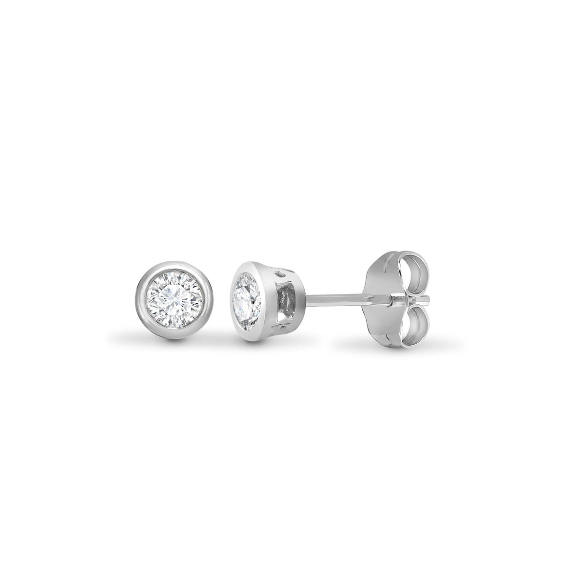 18ct White Gold 10pts Rub over Earrings