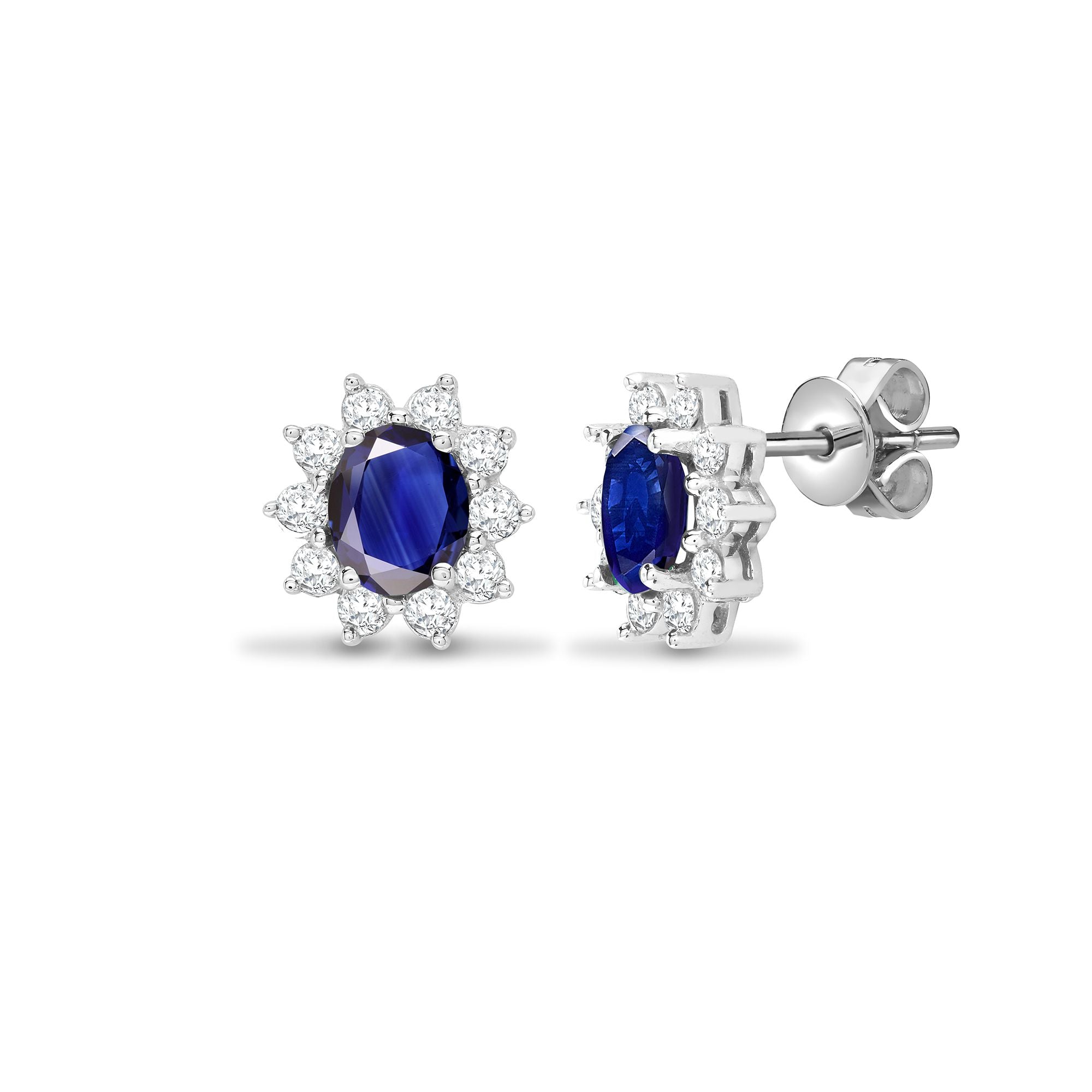18ct White Gold Natural Diamond And Sapphire Earrings