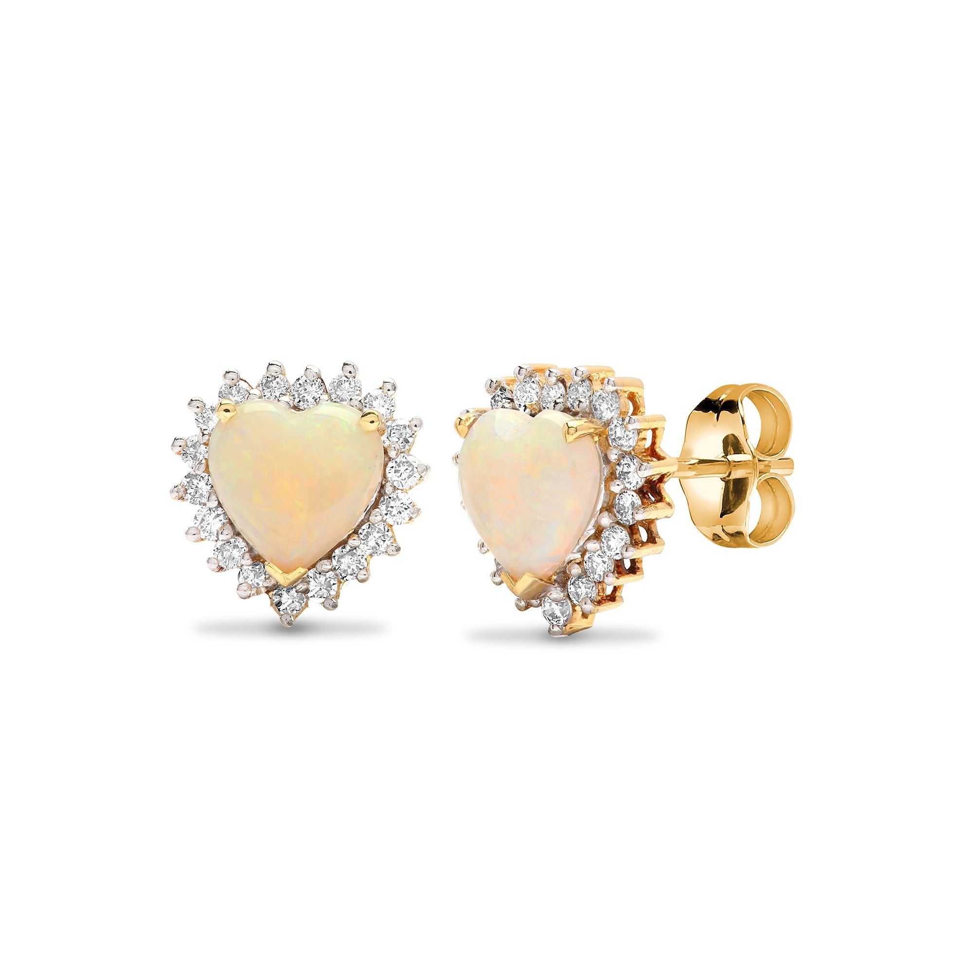 18E182 | 18ct Yellow Gold Natural Diamond And Opal Earrings