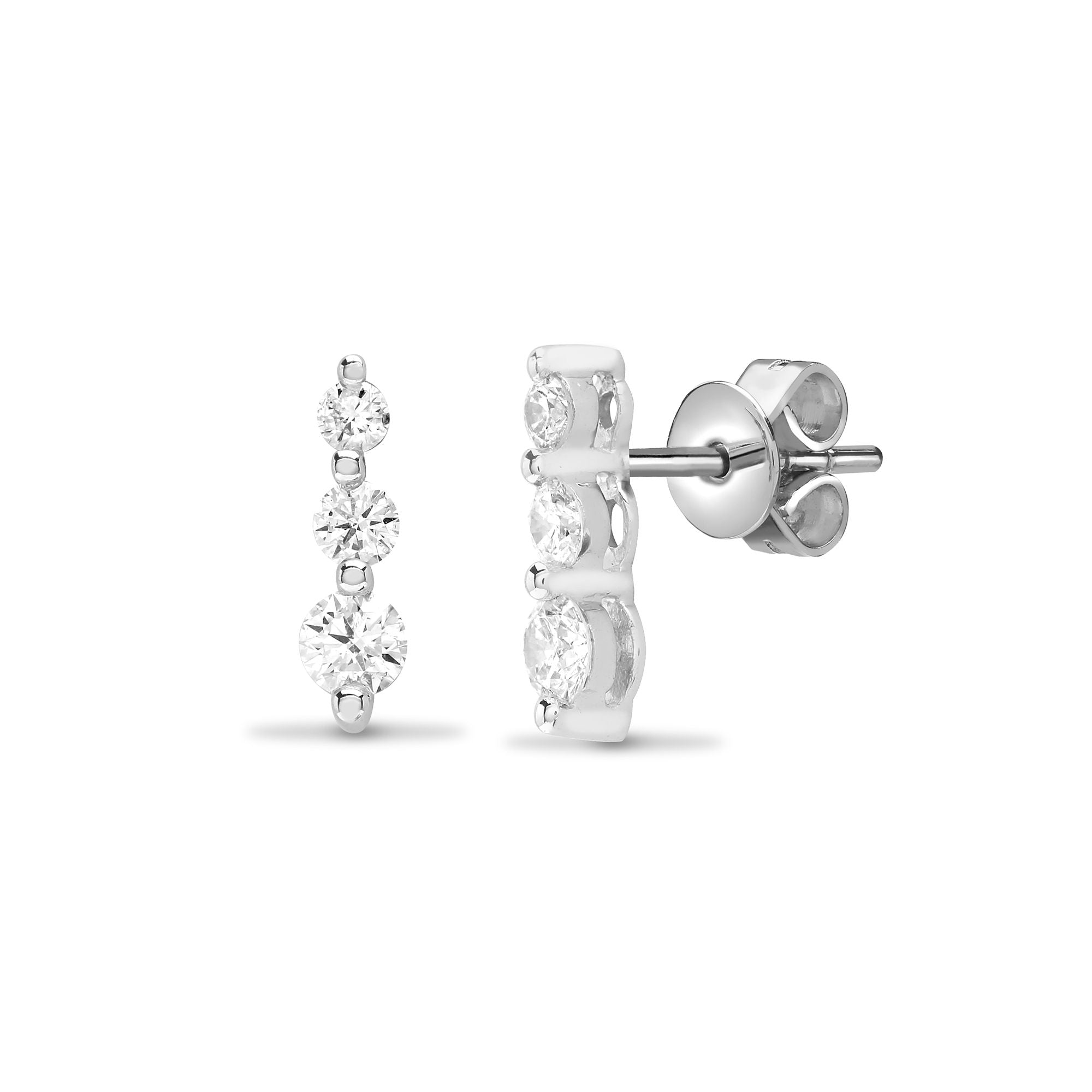 18ct White Gold Natural Diamond Trilogy Stud Earrings