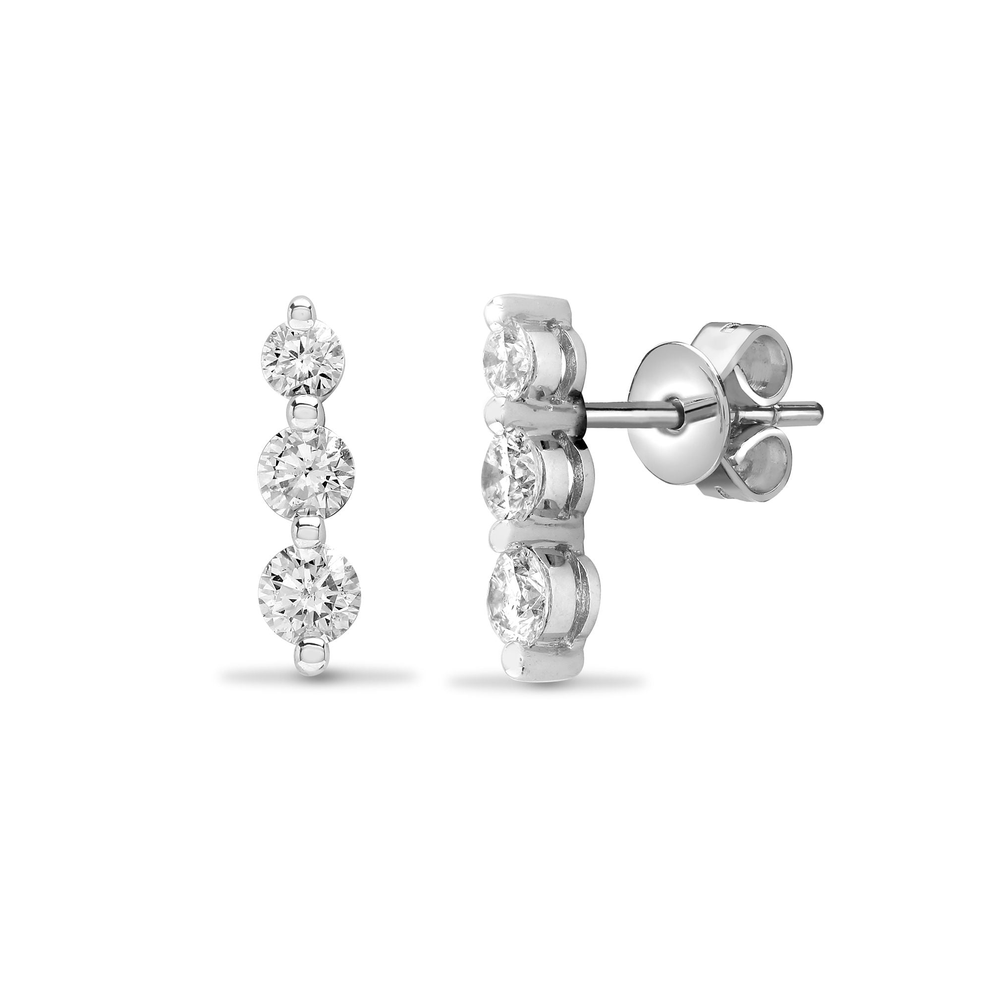18ct White Gold Natural Diamond Trilogy Stud Earrings