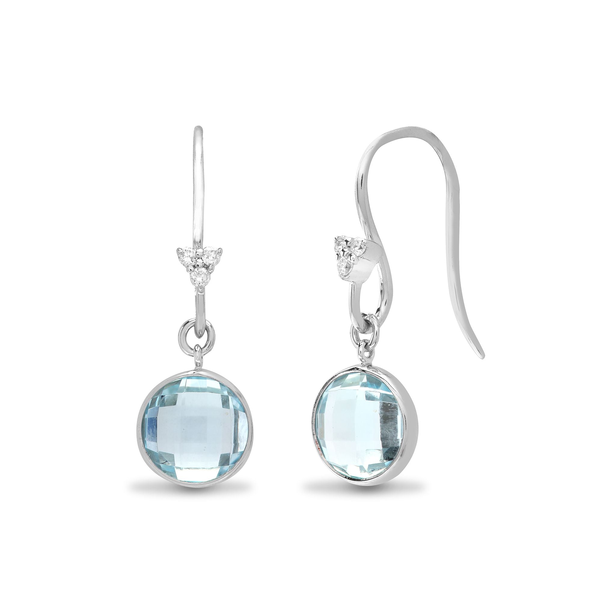 18ct White Gold Natural Diamond And Blue Topaz Earrings