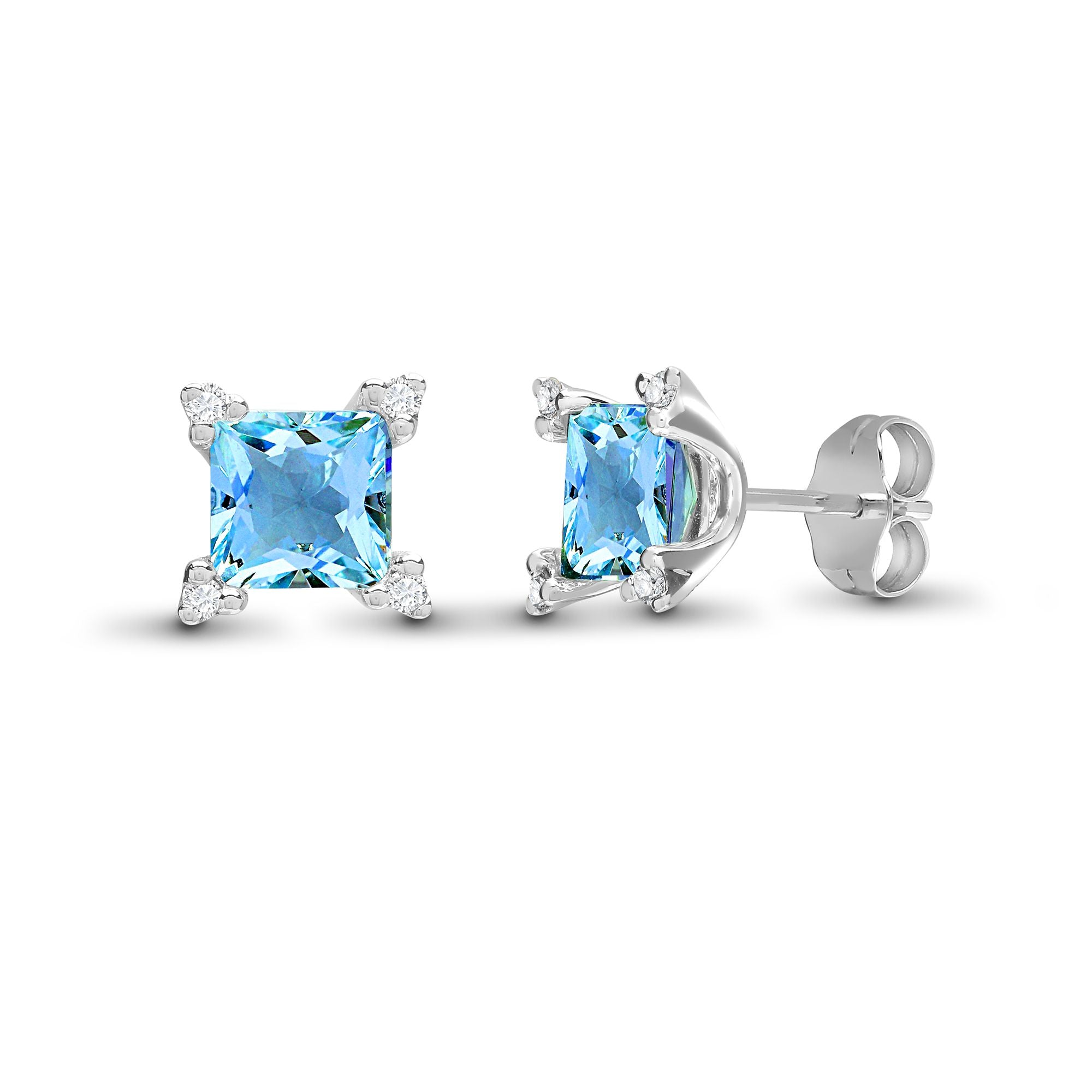 18E325 | 18ct White Gold Natural Diamond And Blue Topaz Stud Earrings