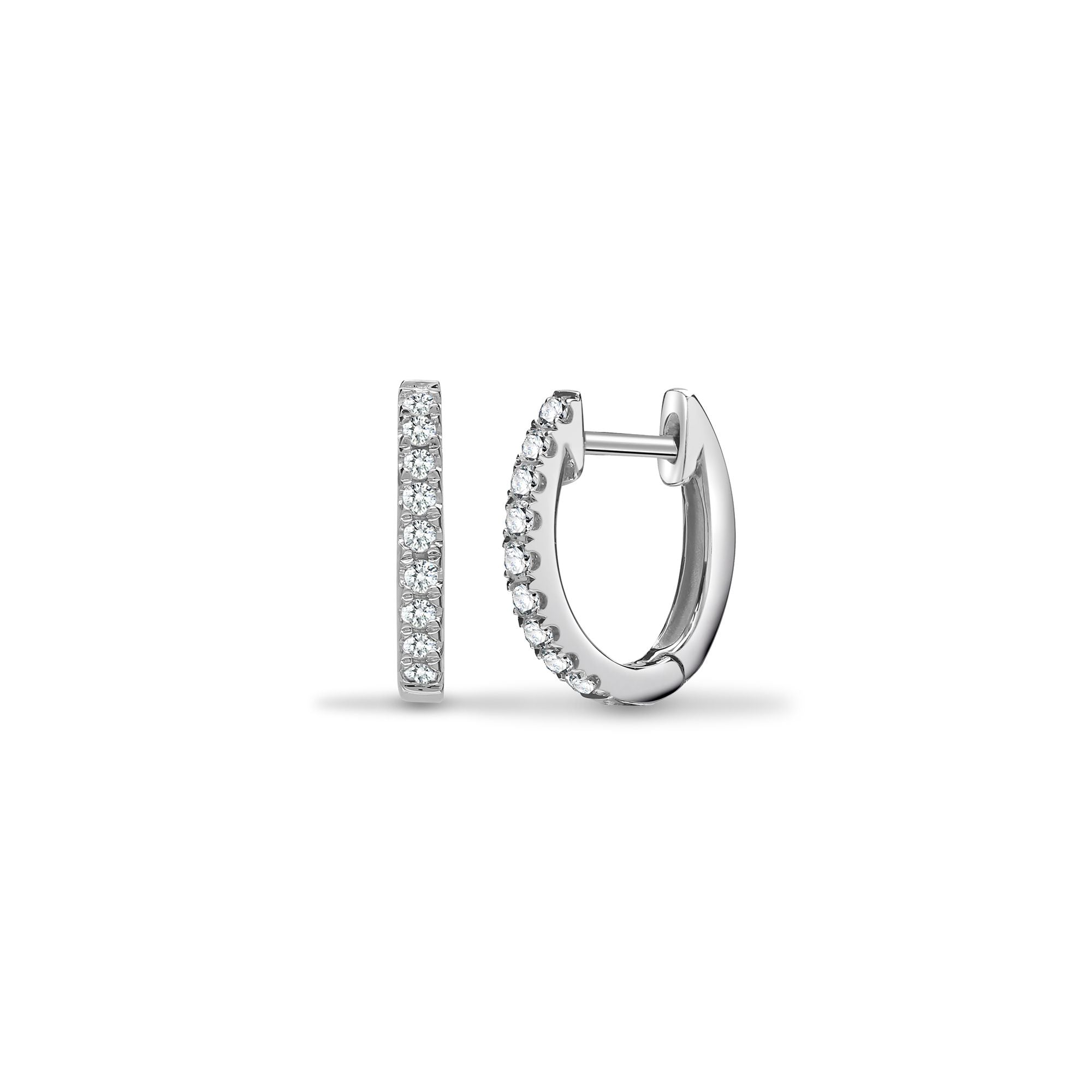 18ct White 0.14ct Natural Diamond Oval Huggie Earring