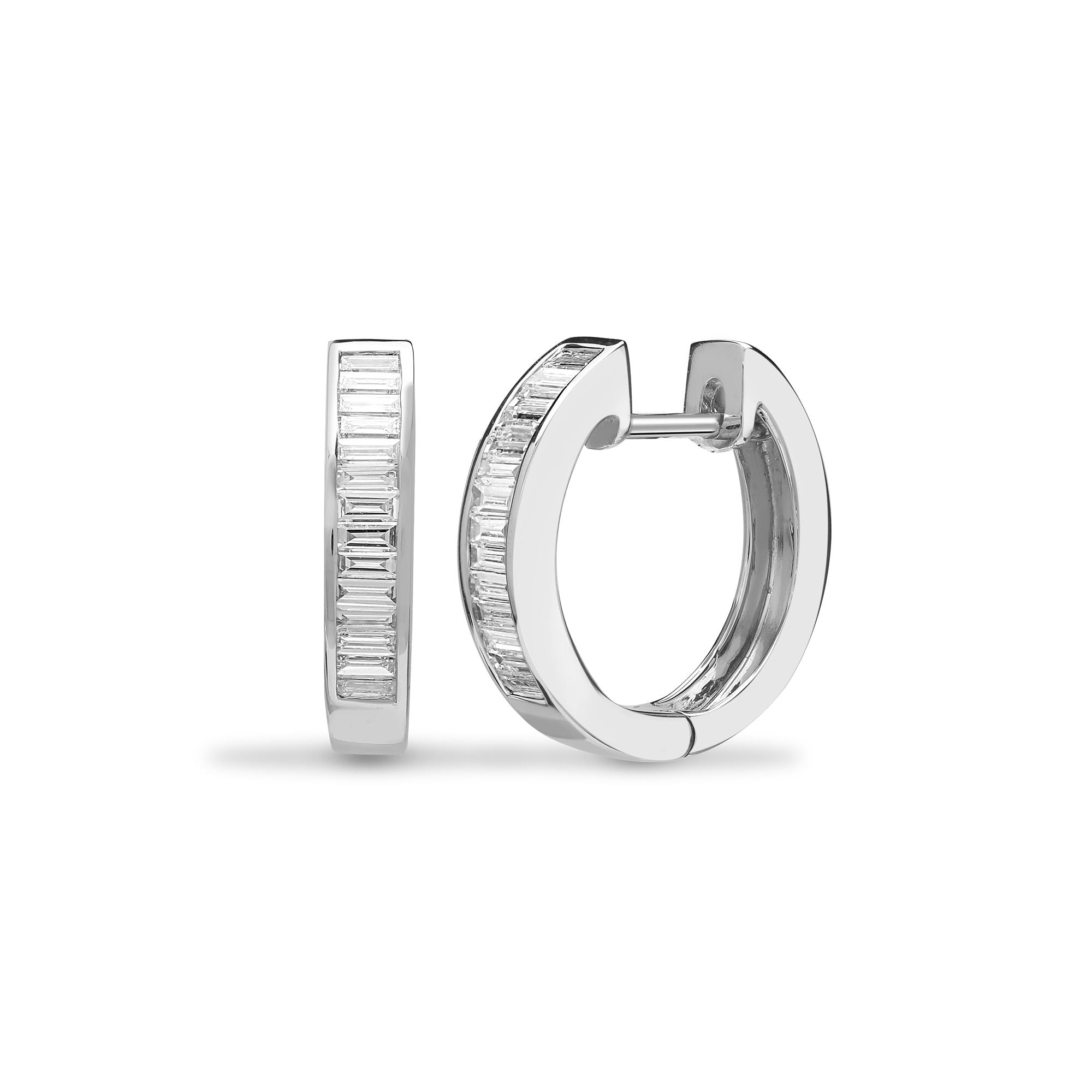 18E376 | 18ct White 0.53ct Baguette Natural Diamond Hoop Earring