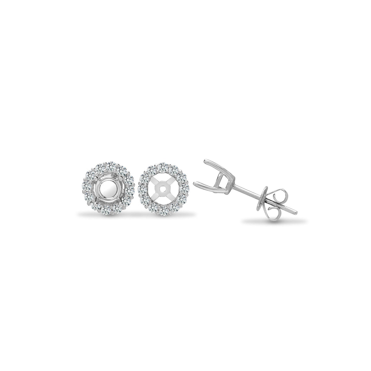 18ct White Natural Diamond Stud Earrings Cuffs - Holds 0.25ct Total