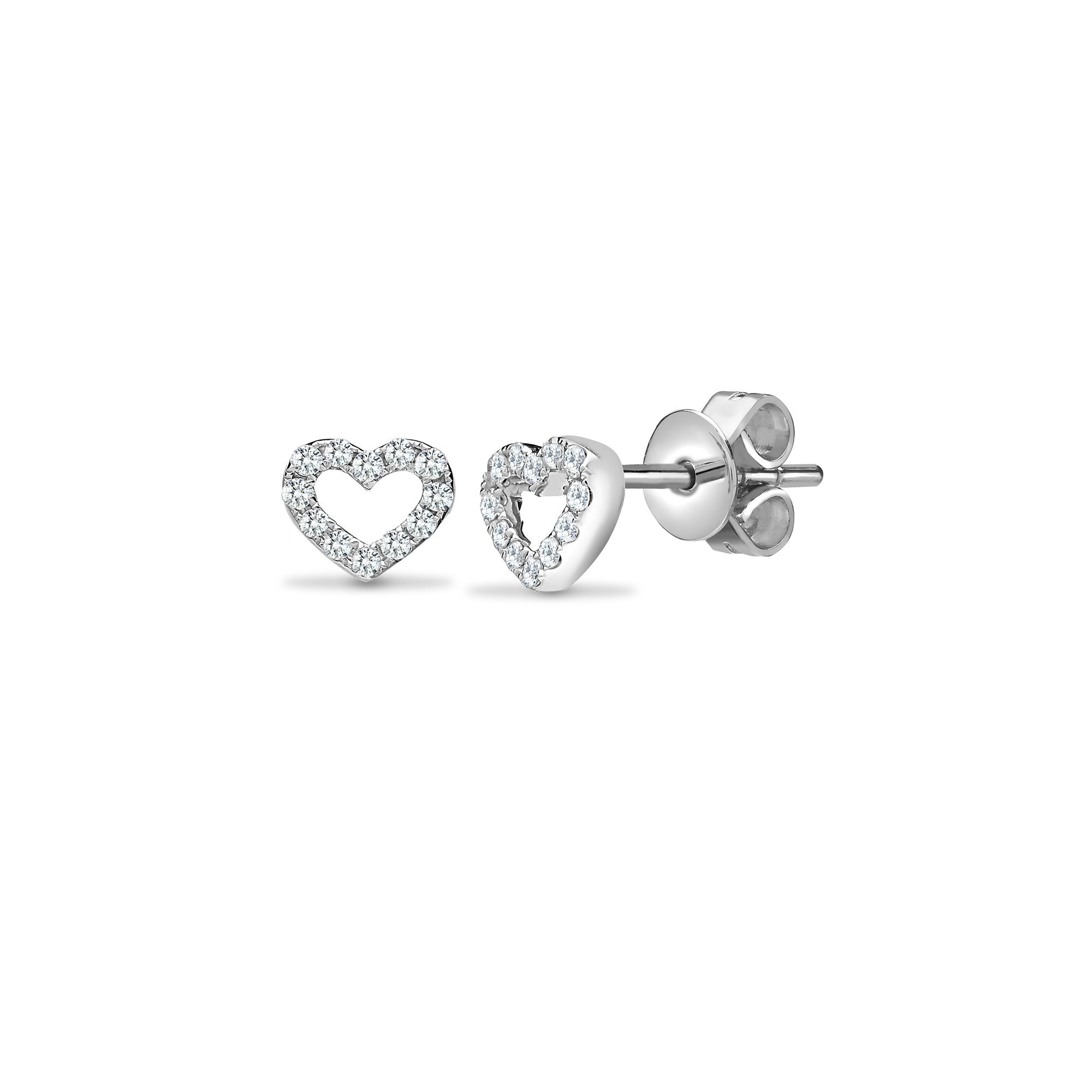 18ct White 0.14ct Natural Diamond Heart Earring