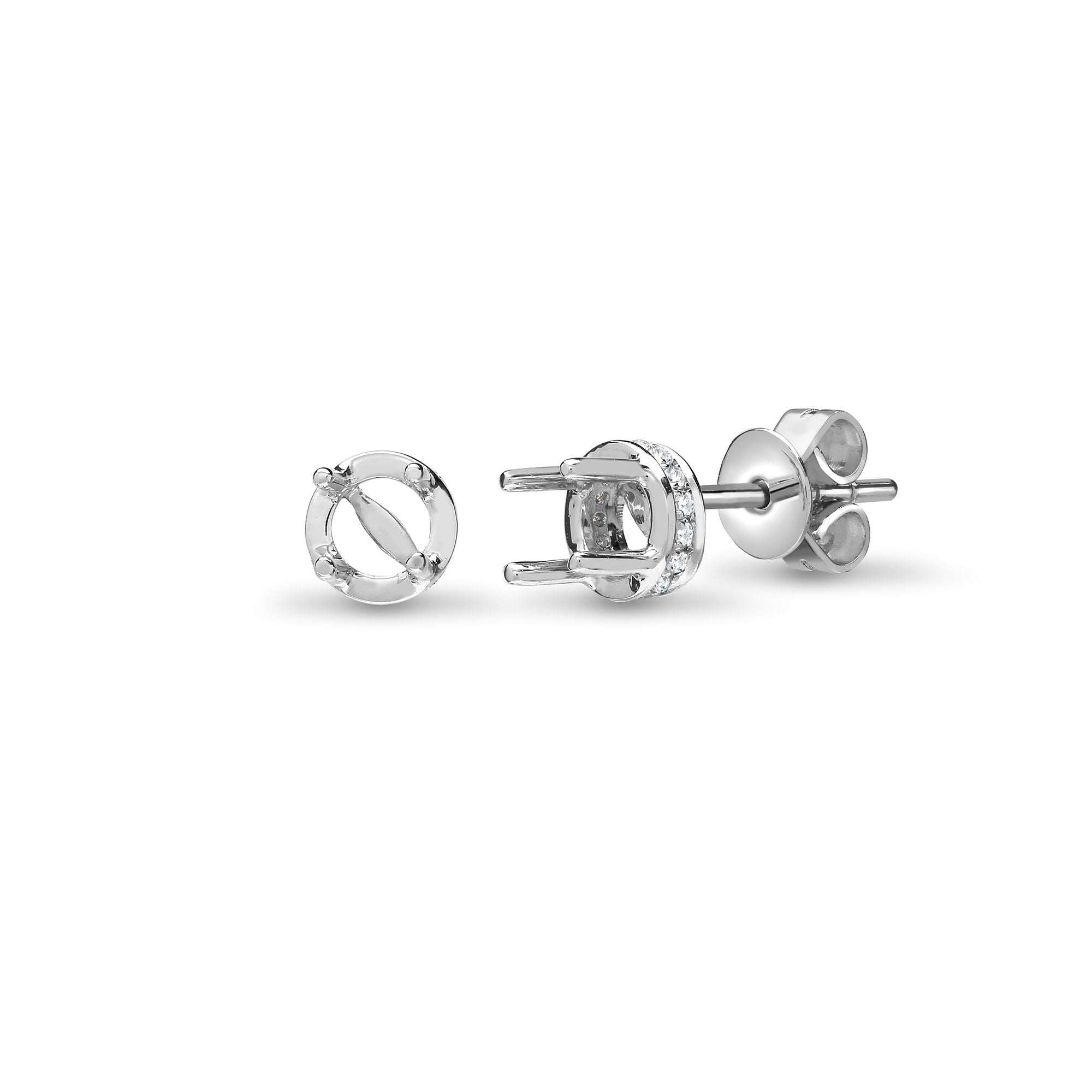 18ct White 0.15ct Natural Diamond Semi Set Studs - Holds 1.00ct Total