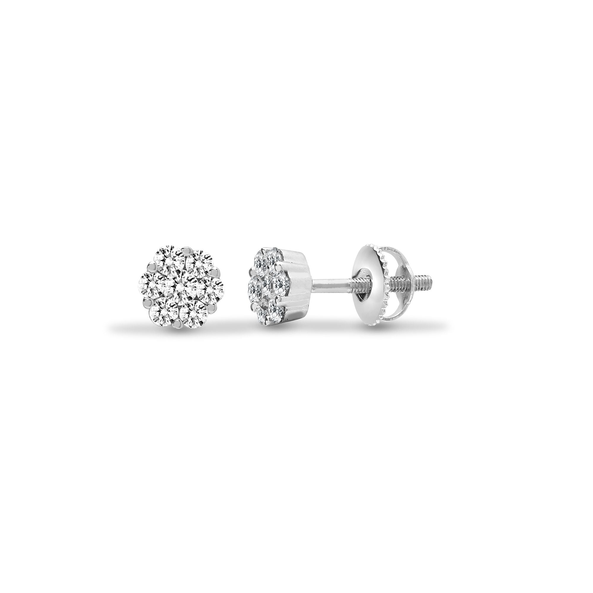 18ct White Natural Diamond 7 Stone Cluster Earrings