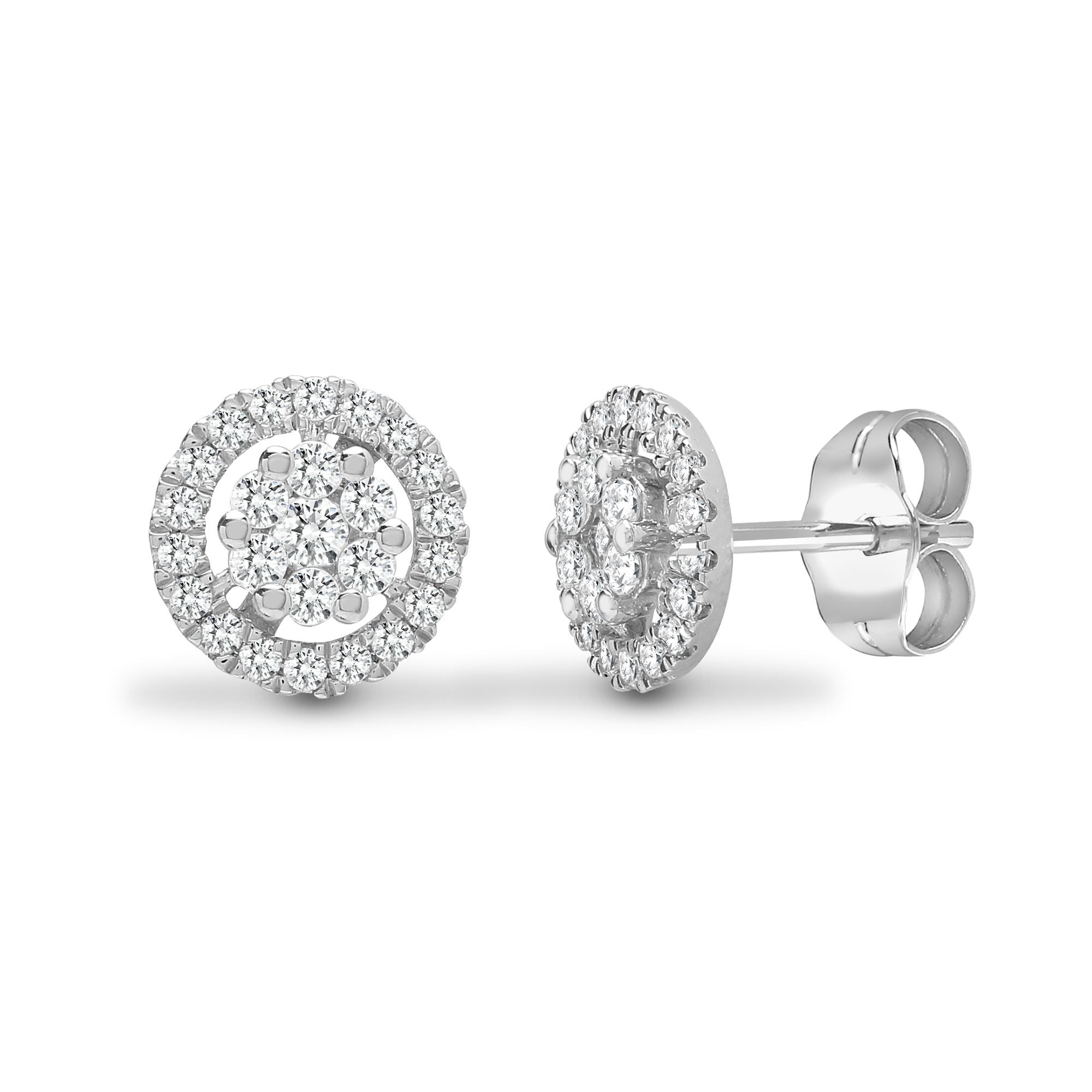 18ct White 0.65ct Natural Diamond Cluster Earrings