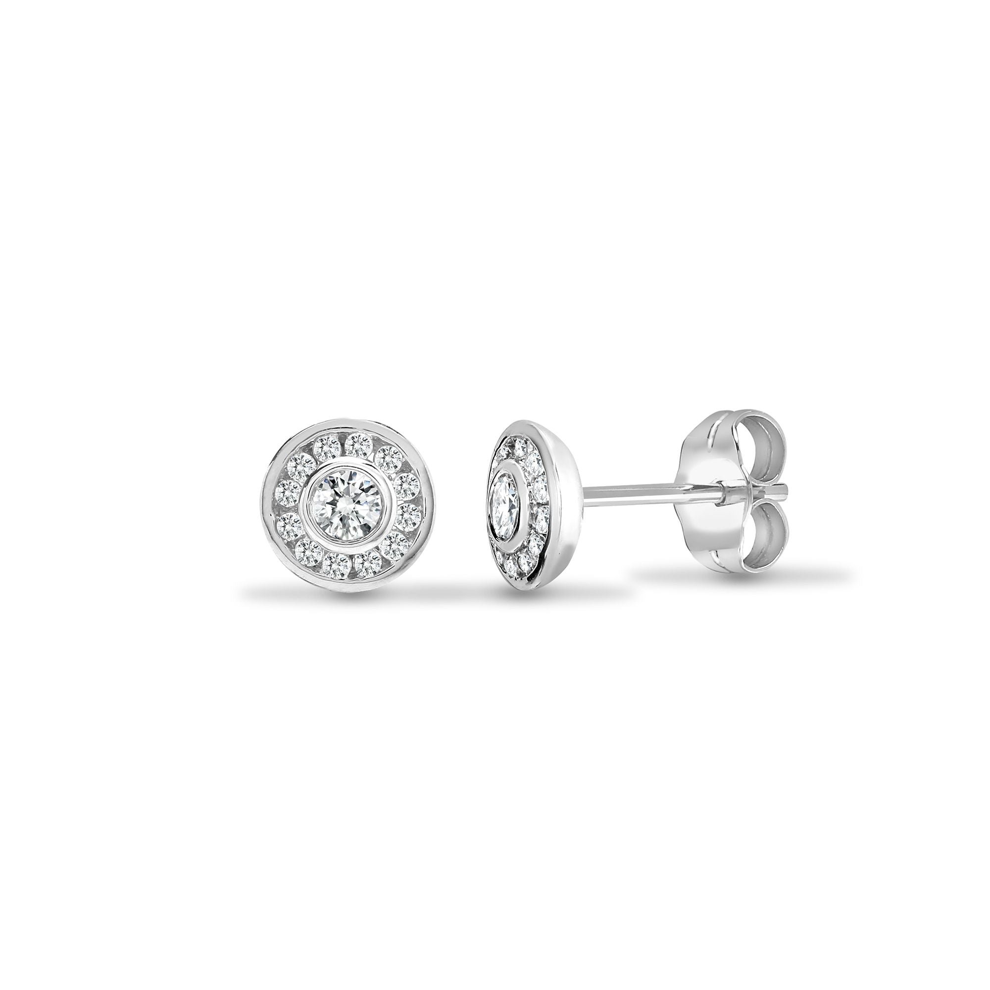 18E429 | 18ct White 0.35ct Natural Diamond Cluster Earrings