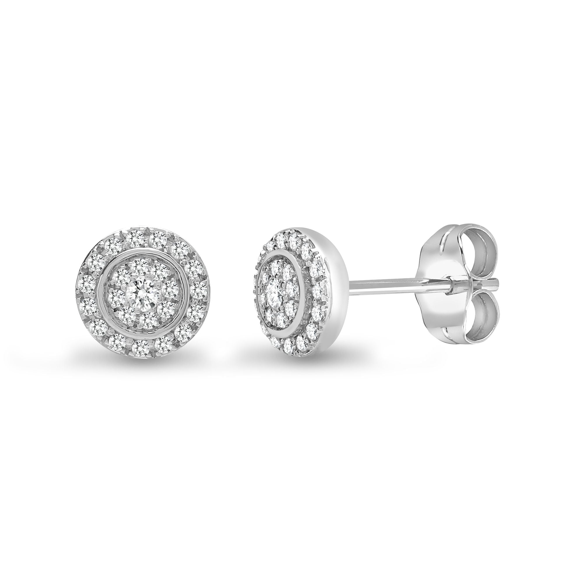 18ct White 0.33ct Natural Diamond Cluster Earrings