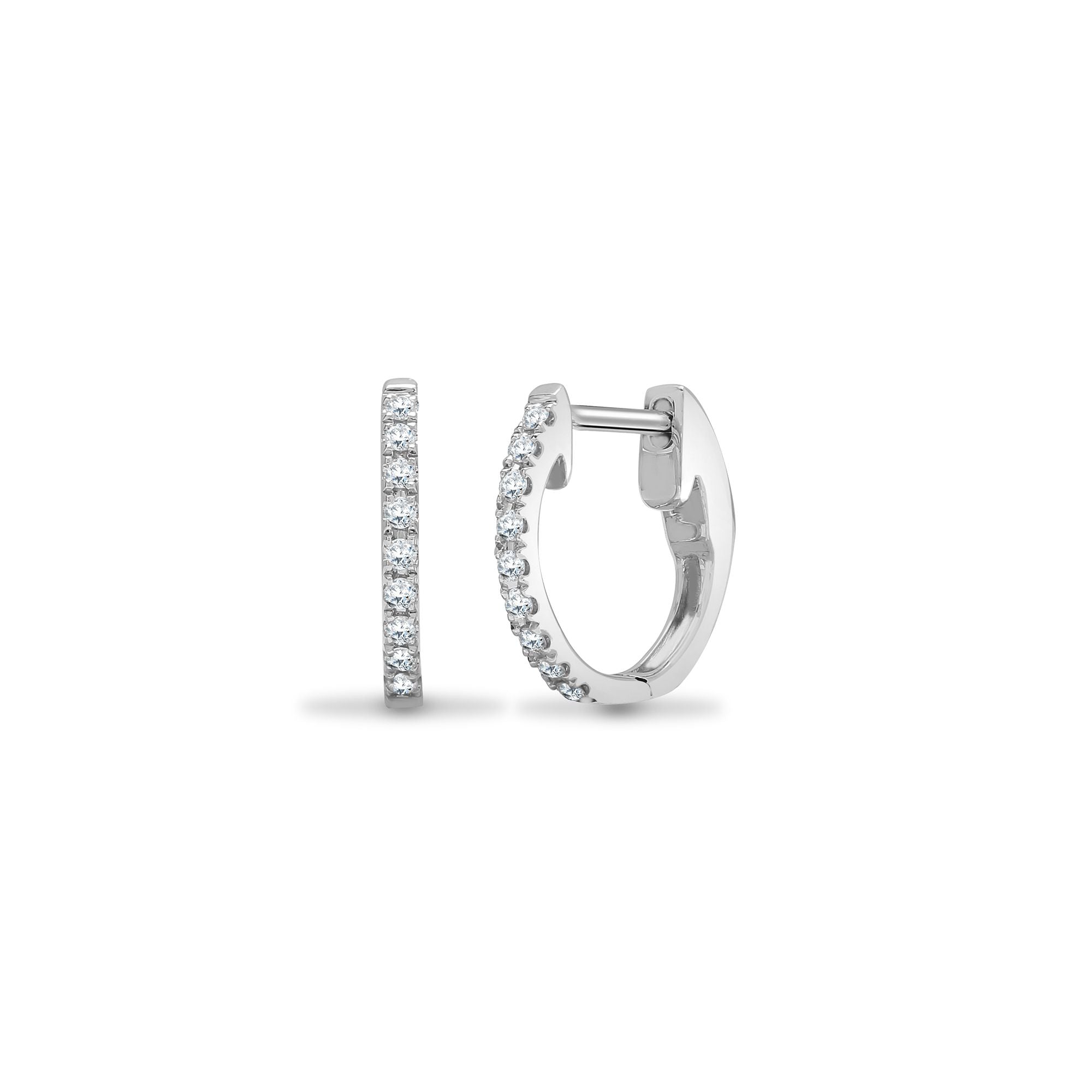 18ct White Natural Diamond Claw Half Set Hoop Earrings