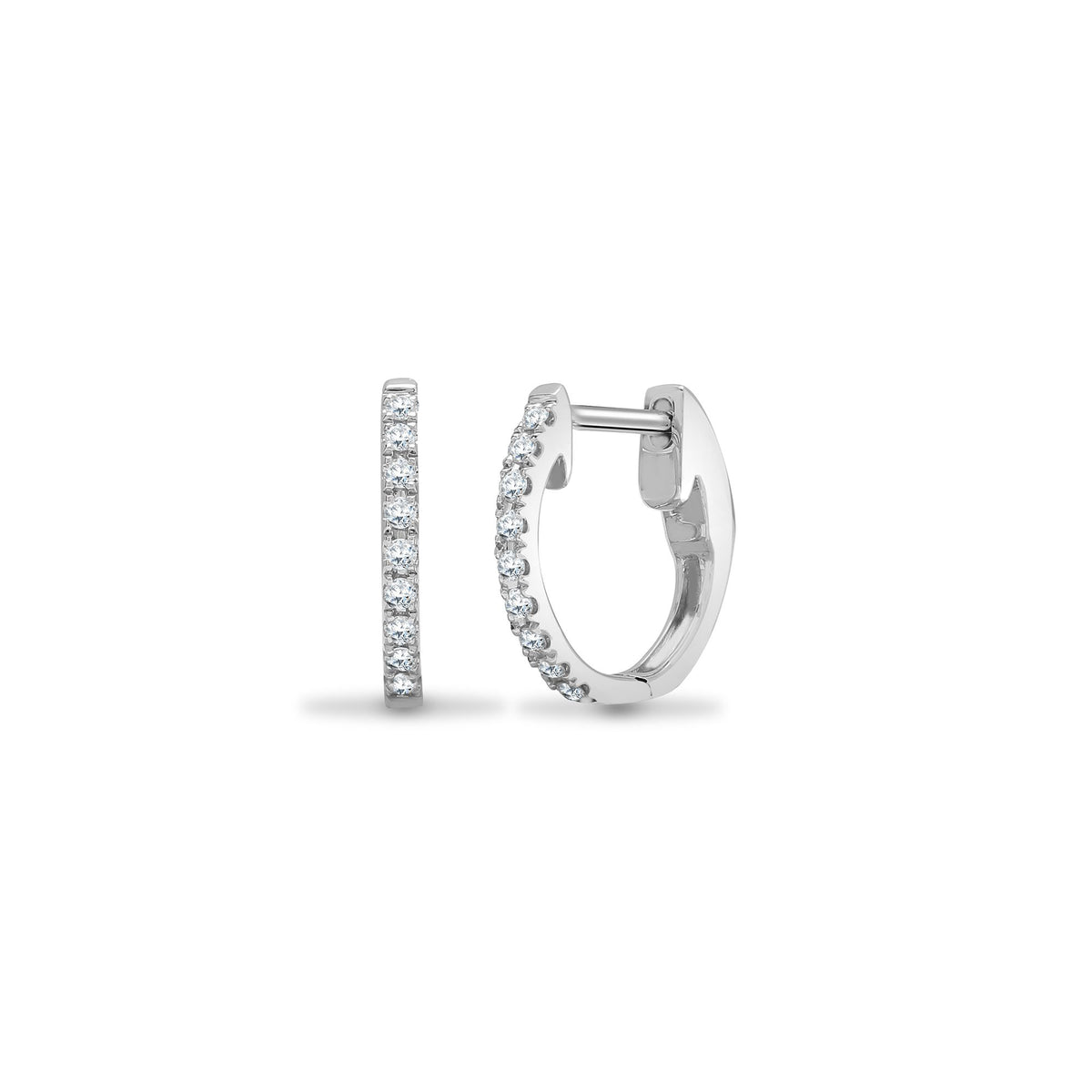 18ct White Natural Diamond Claw Half Set Hoop Earrings