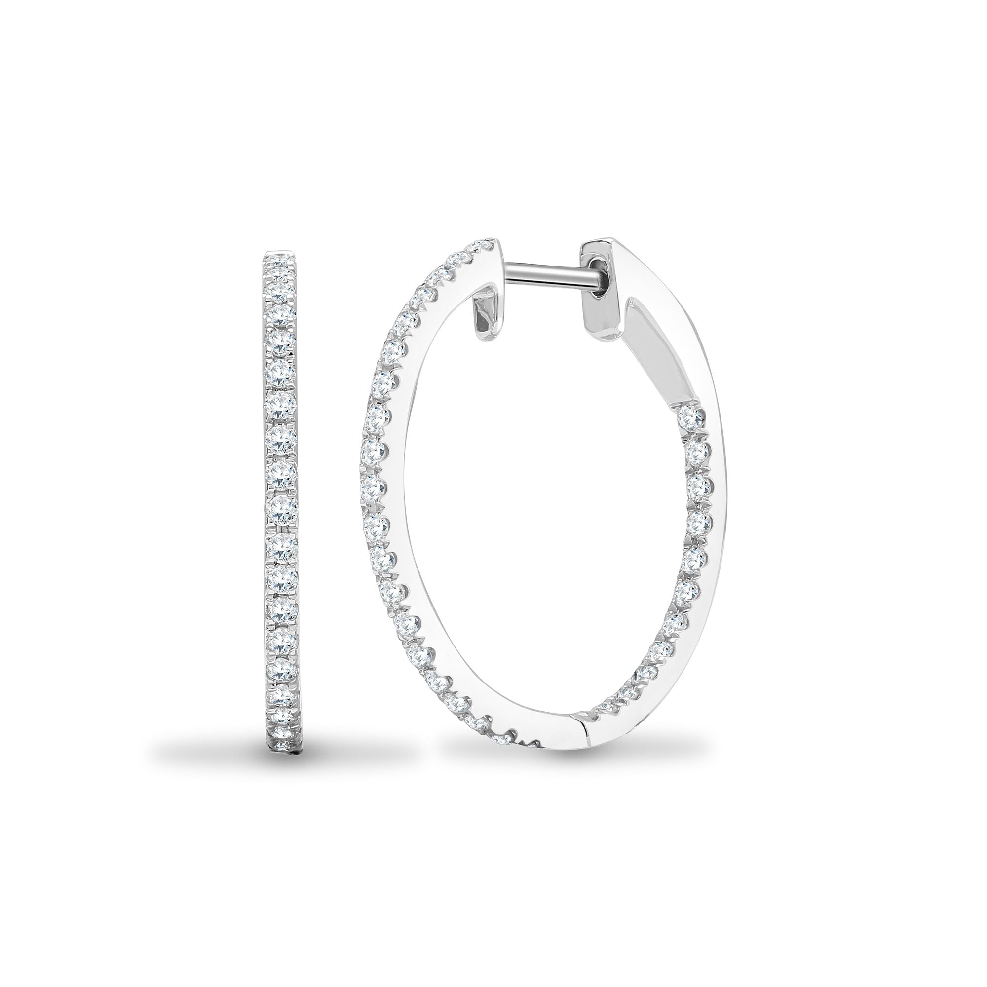 18ct White 0.64ct Natural Diamond Claw Full Set Hoop Earrings