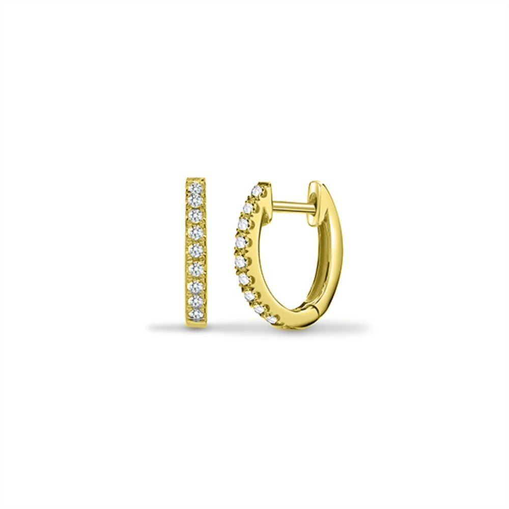 18ct Yellow 0.14ct Natural Diamond Oval Huggie Earring
