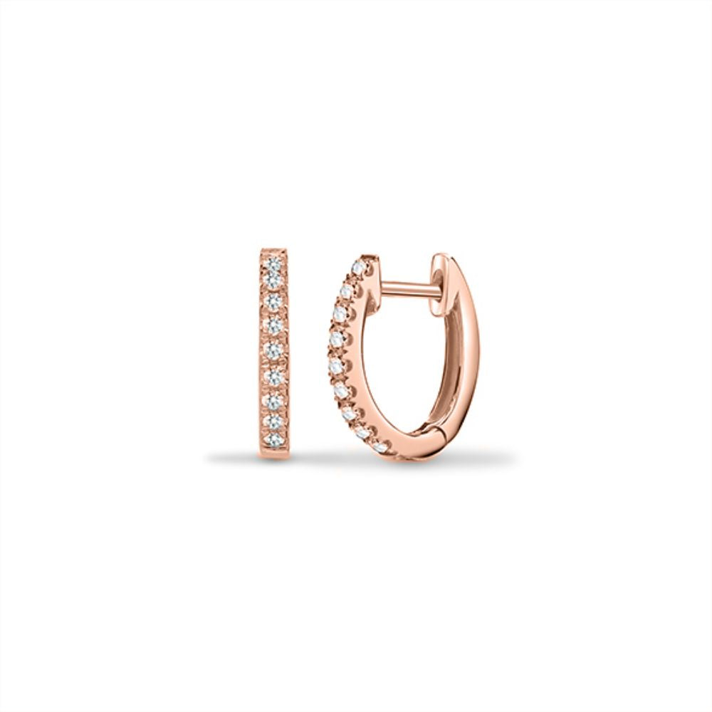 18ct Rose 0.14ct Natural Diamond Oval Huggie Earring