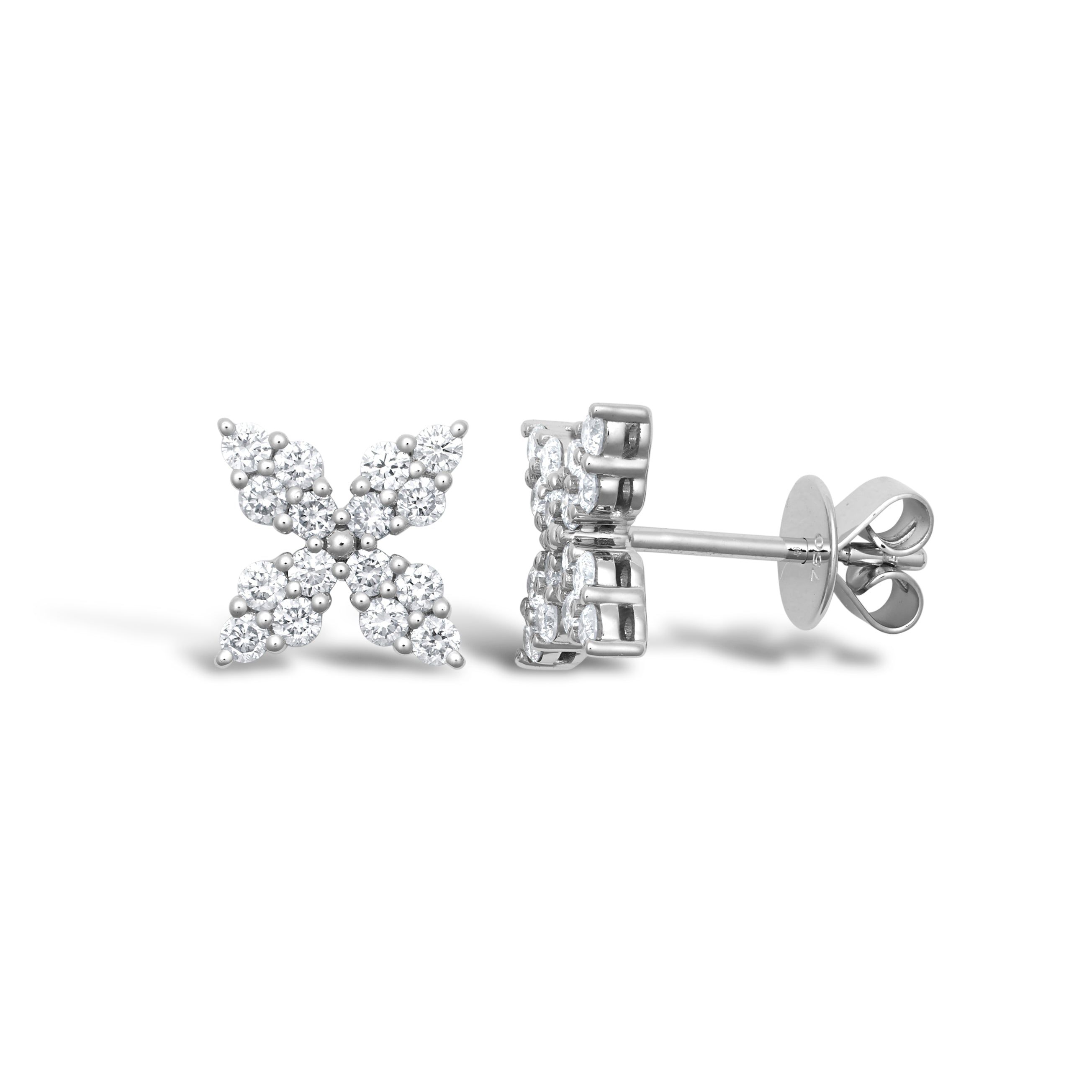 18ct White 0.50ct Natural Diamond X cluster stud earrings