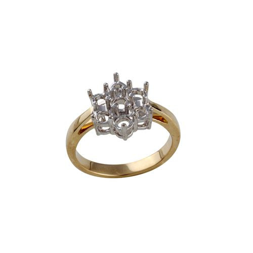 18ct Yellow and White Gold 1.25ct Natural Diamond 7 Stone Cluster Ring Mount