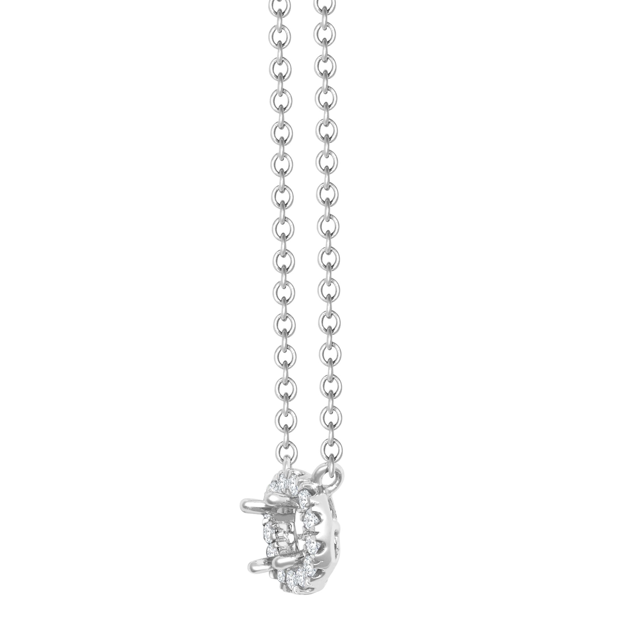 18ct White Gold 0.08ct Natural Diamond Halo Pendant with 16"-18" Chain Extender