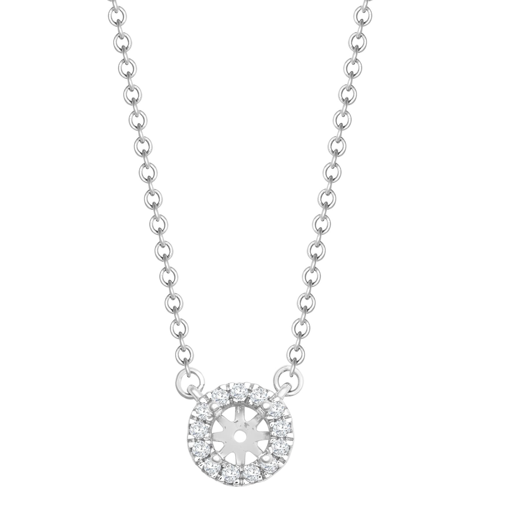 18ct White Gold 0.08ct Natural Diamond Halo Pendant with 16"-18" Chain Extender