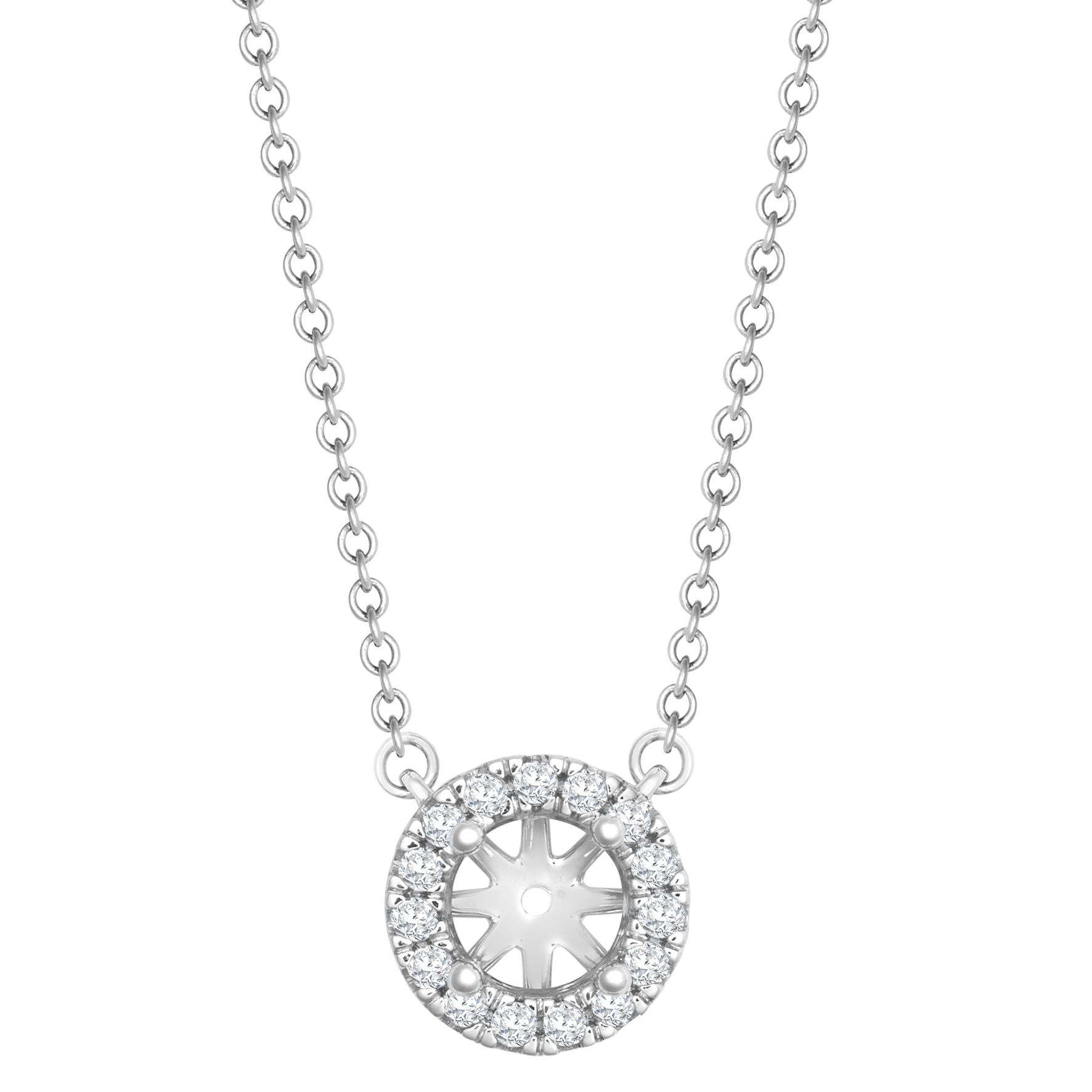 18ct White Gold 0.15ct Natural Diamond Halo Pendant with 16"-18" Chain Extender
