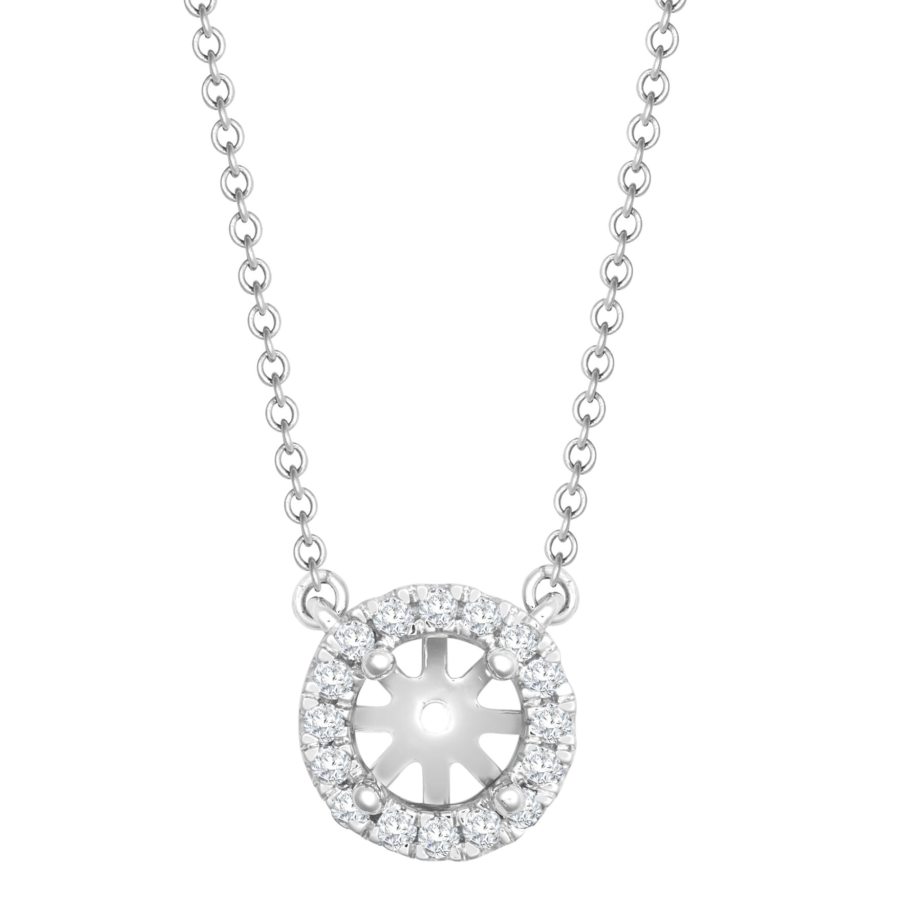 18ct White Gold 0.20ct Natural Diamond Halo Pendant with 16"-18" Chain Extender