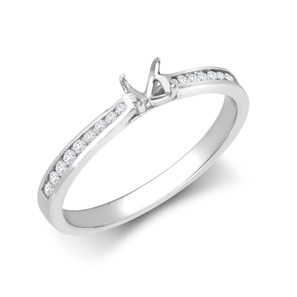 18ct White Gold Natural Diamond Channel-set Wed-fit Ring Mount- Holds