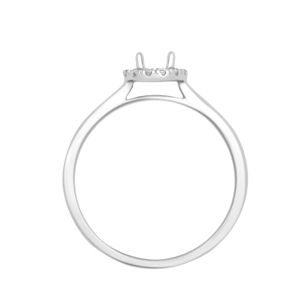 18ct White Gold Natural Diamond Micro-set Halo Wed-fit Ring Mount- Holds 0.25ct