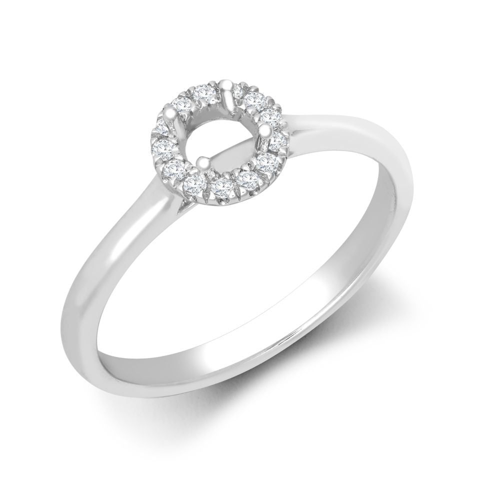 18ct White Gold Natural Diamond Micro-set Halo Wed-fit Ring Mount- Holds 0.25ct
