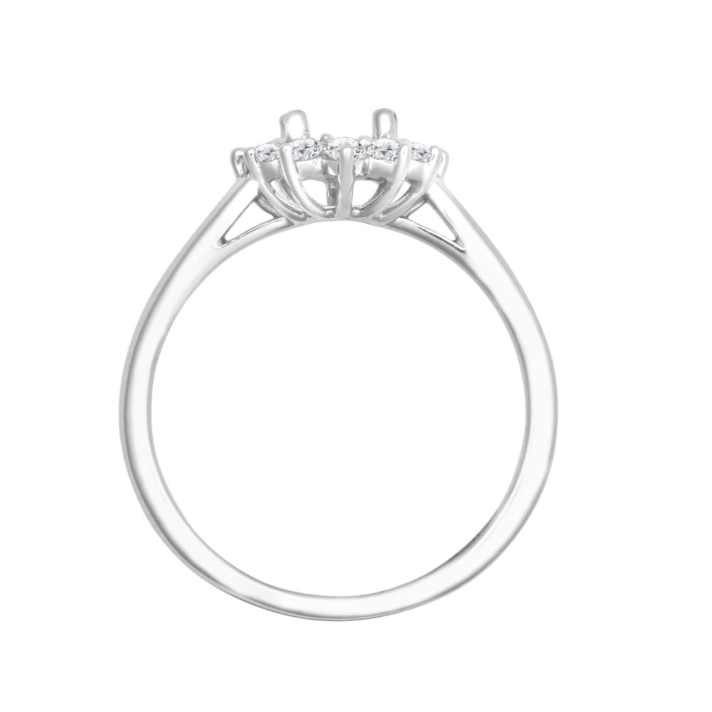 I | 18ct White Gold 0.35ct Natural Diamond Claw-set Cluster Halo Oval Ring - Holds 7x5mm