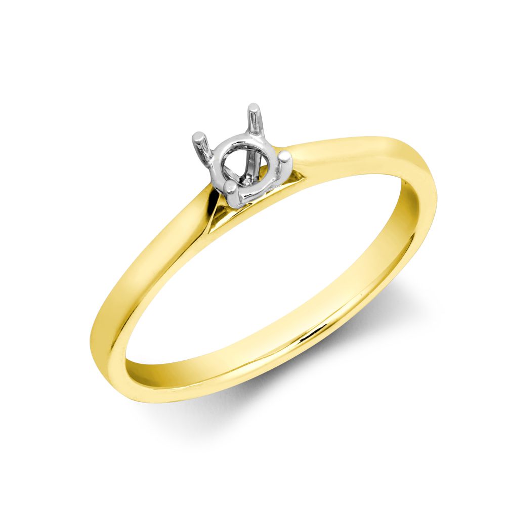 18ct Yellow Gold 25pts Solitaire Plain Wed-fit Ring Mount - Stock Size N