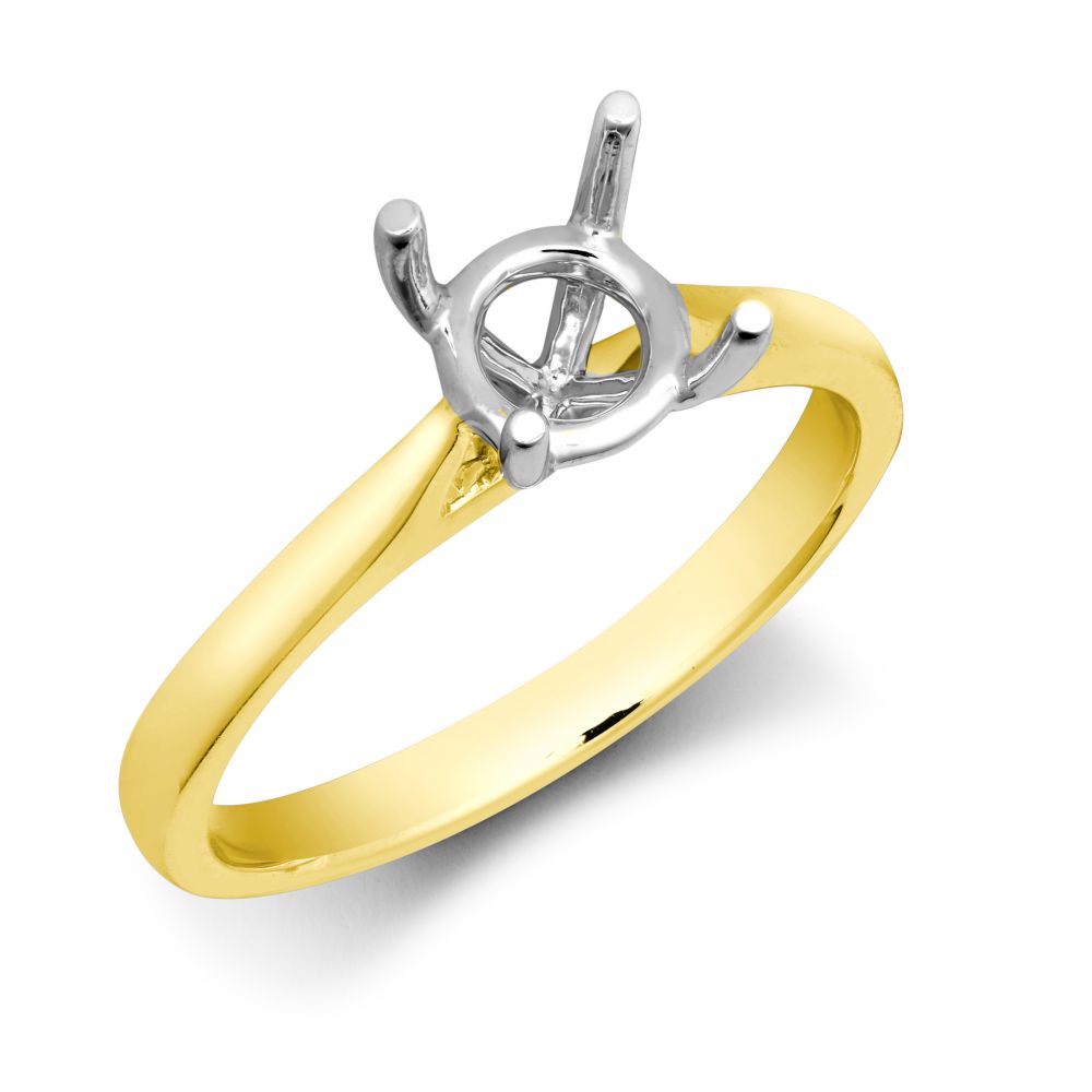 18ct Yellow Gold 1.00ct Solitaire Plain Wed-fit Ring Mount - Stock Size N