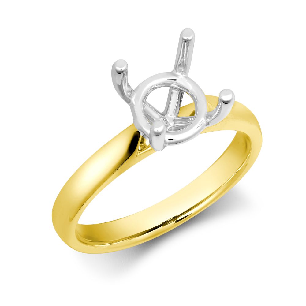 18ct Yellow Gold 2.00ct Solitaire Plain Wed-fit Ring Mount - Stock Size N